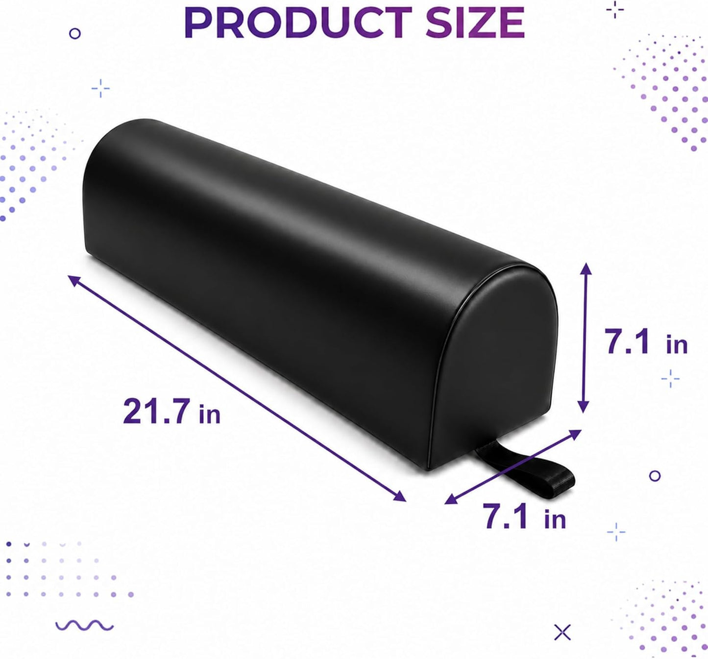 Massage Bolster Pillow - 3/4 Round Support Cushion for Spa & Therapy | 22 x 7 x 7 Inch, Black