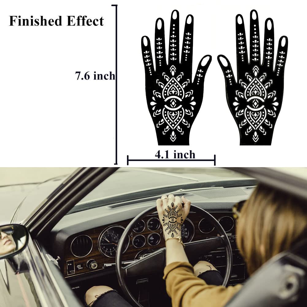 QSTOHENA Henna Tattoo Stencils kit, 12 Sheets Temporary Tattoo Stickers for Women Girls Indian Arabian Reusable Hand Tattoo Templates