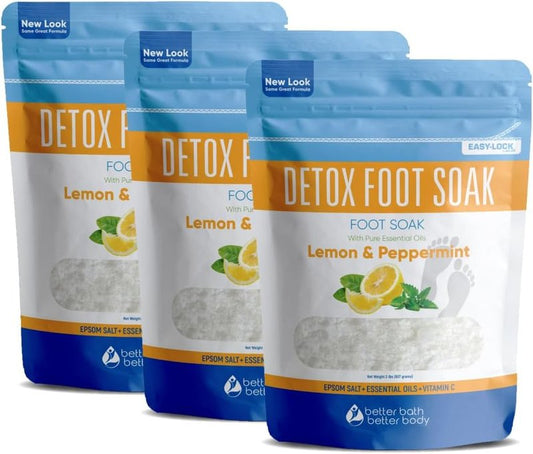 Detox Foot Soak - Epsom Salt Soothing Soaks with Essential Oils | 3 Pack, 6 Lbs Total
