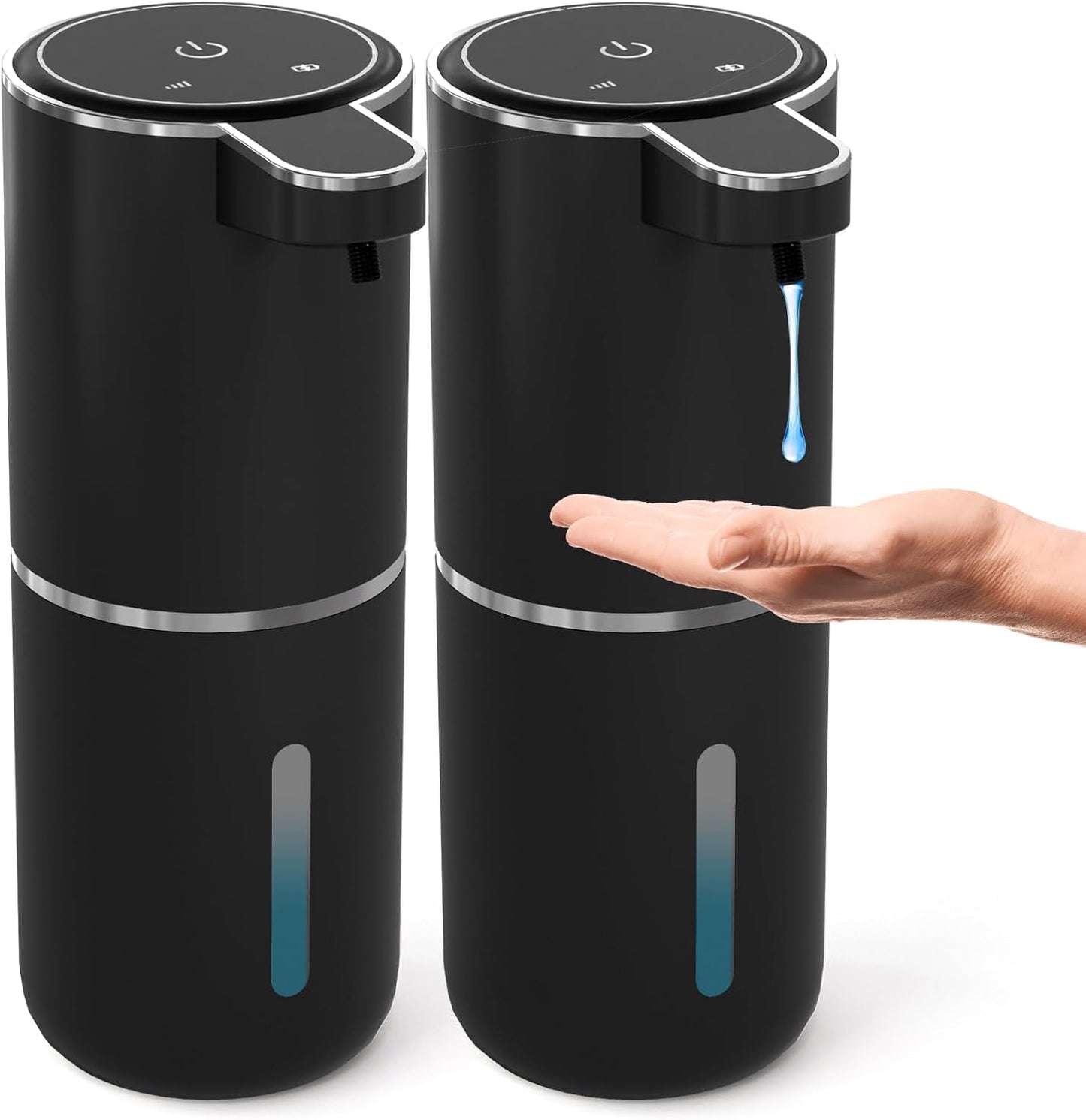Automatic Foaming Soap Dispenser - Touchless 12.8oz Rechargeable Wall Mount for Bathroom & Kitchen | Black