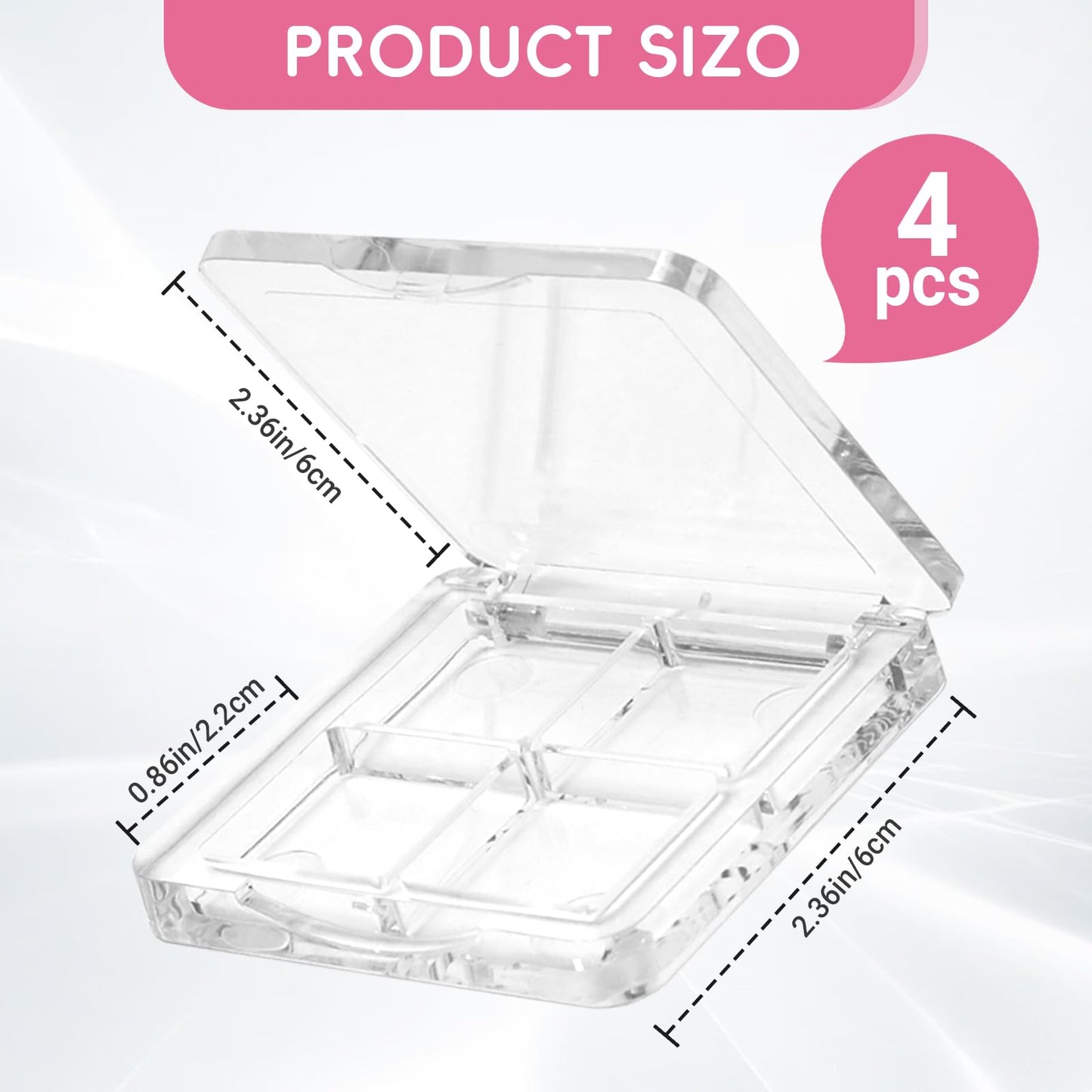 Gallipower 4 Pcs Empty Lipstick Palette,Transparent Eyeshadow Powder Makeup Palette Pigment Tray,Refillable Makeup Container Holder Case for Women Girls Ladies