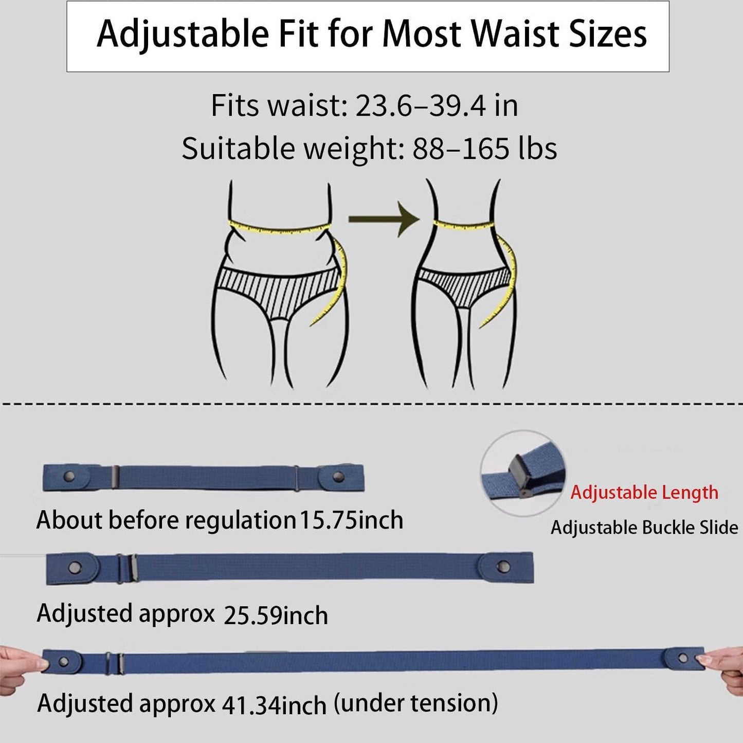 Elastic No Buckle Belt for Men & Women - Comfortable Adjustable Fit | Black & Blue, Perfect for Jeans & Daily Wear