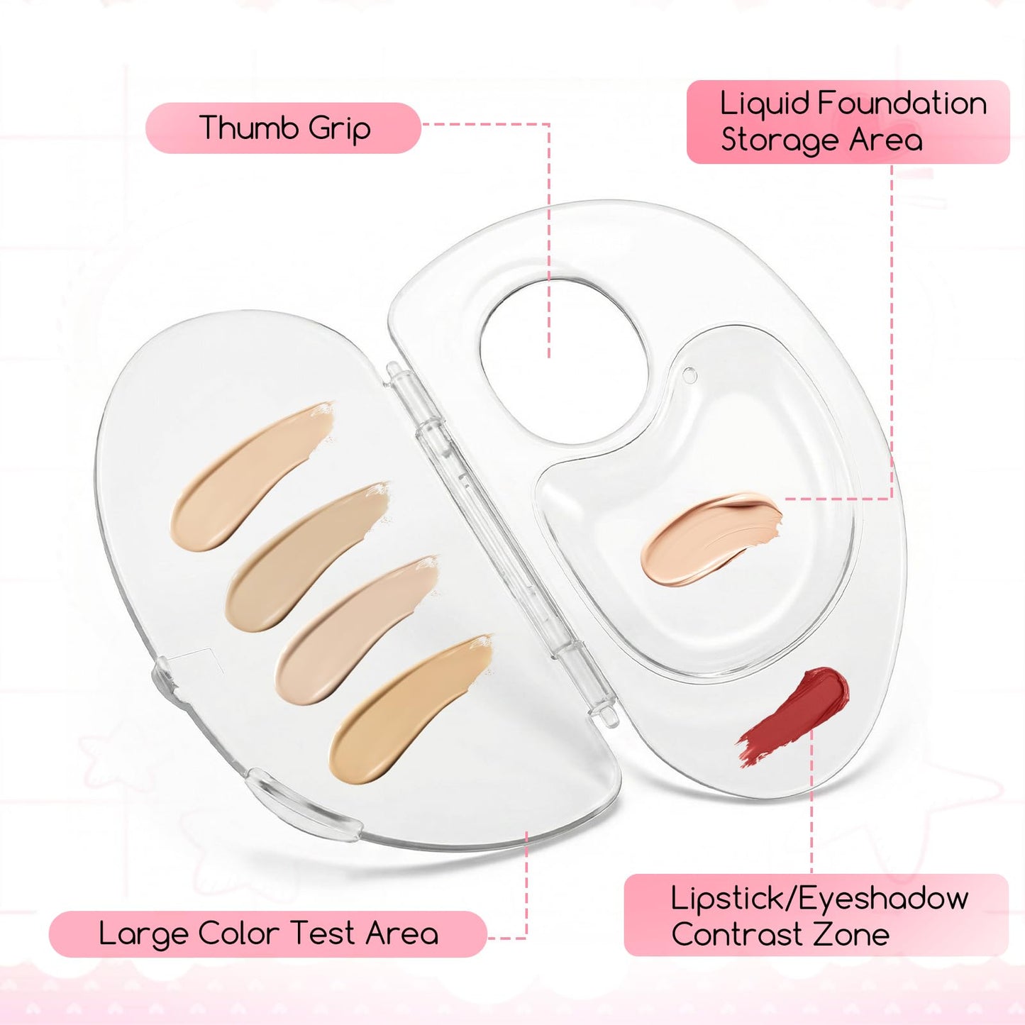 HJZHII 2Pcs Makeup Mixing Palette, Hold Acrylic Palette Foundation Mixing Palettes with Transparent Spatula Tools Acrylic Clear Foundation Palettes for Eyeshadow Liquid Foundations Lipstick Nail Art