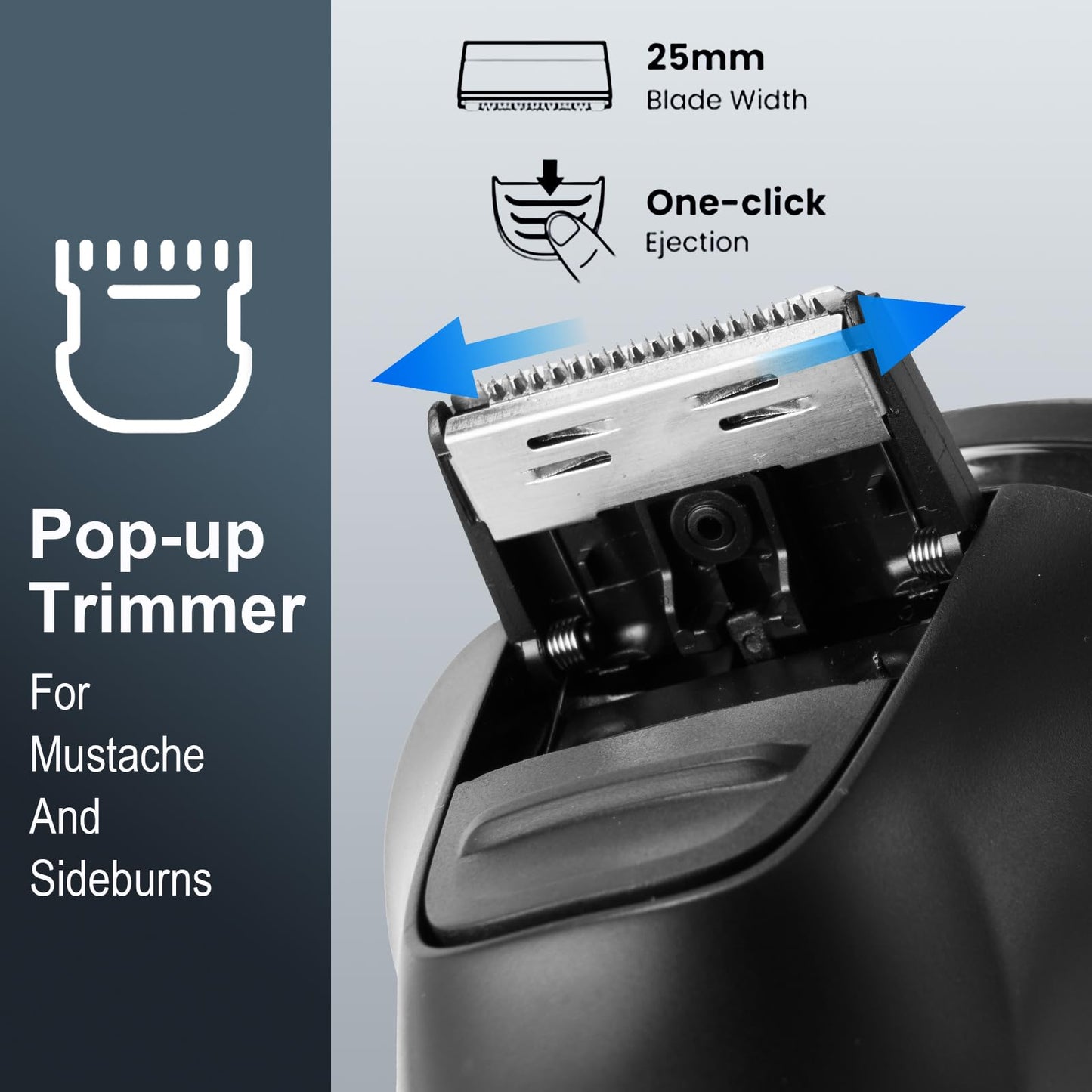 Electric Razor for Men with Pop-Up Trimmer, Rechargeable Cordless Electric Shaver, IPX6 Waterproof Wet Dry, USB-C Fast Charging