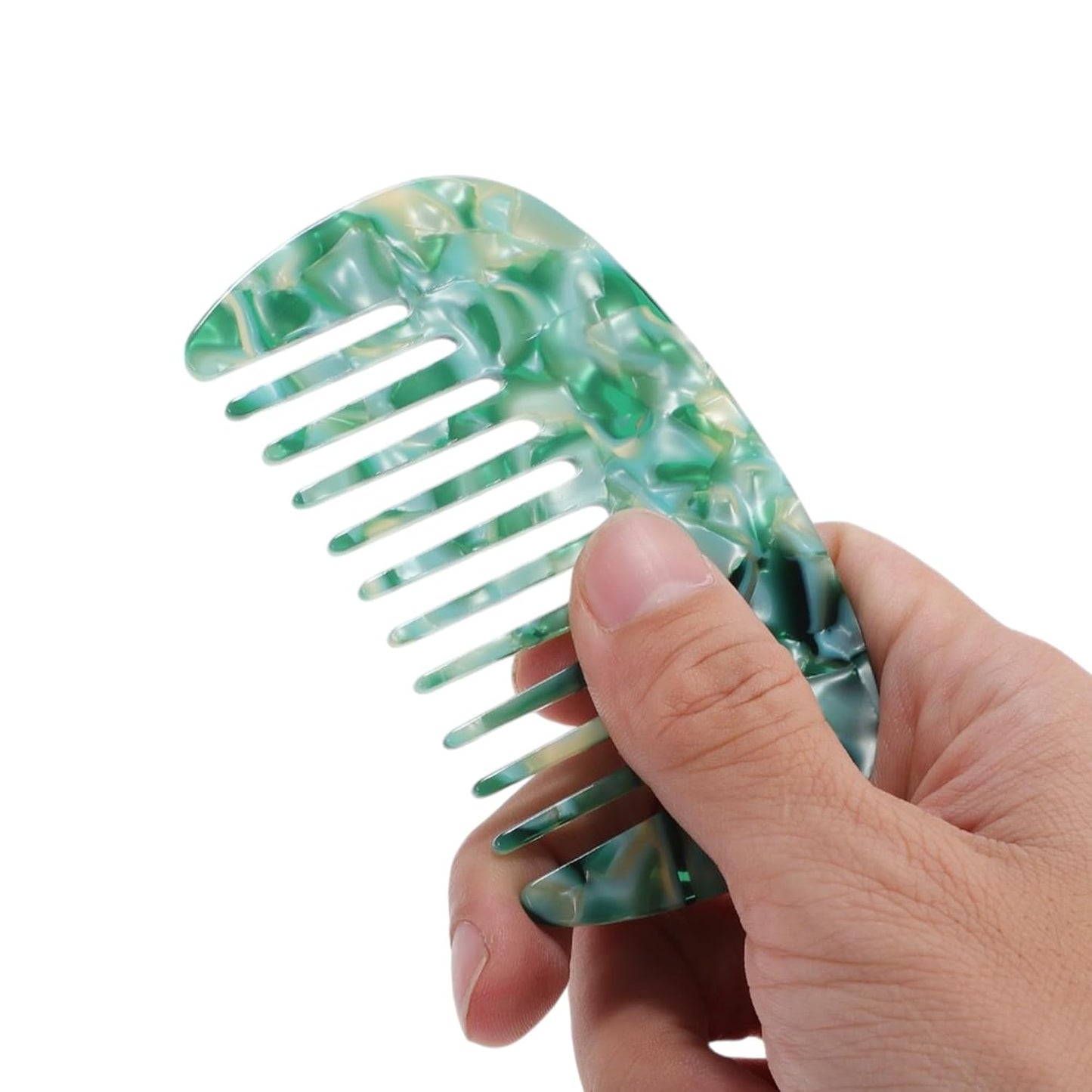 Wide Tooth Comb for Thick Curly Hair - Anti-Static Travel Comb | Emerald Green