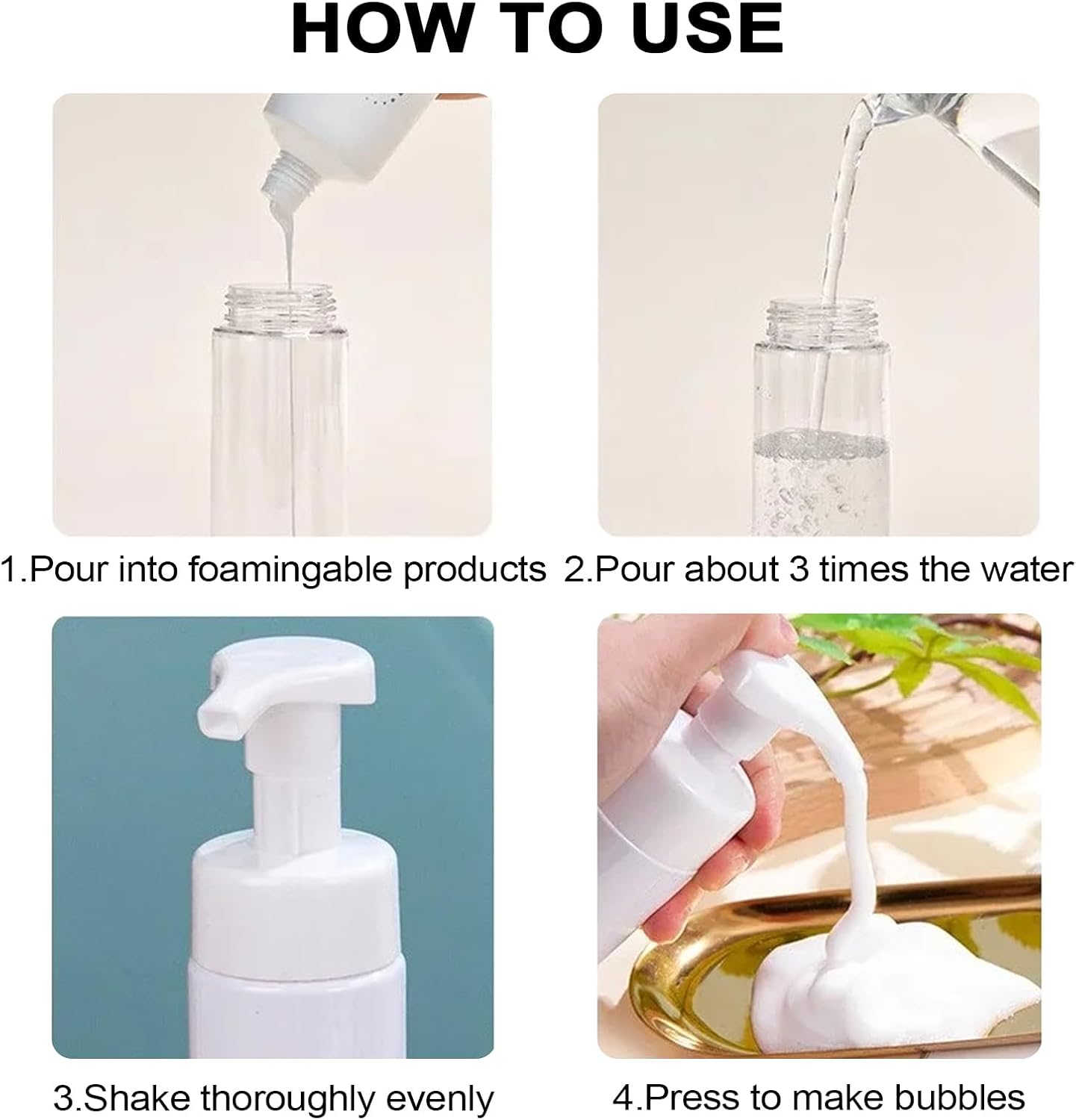 Foam Pump Bottle - 7oz Clear Foaming Soap Dispenser | 2-Pack Travel Spray Bottles for Hand Soap & Toiletries