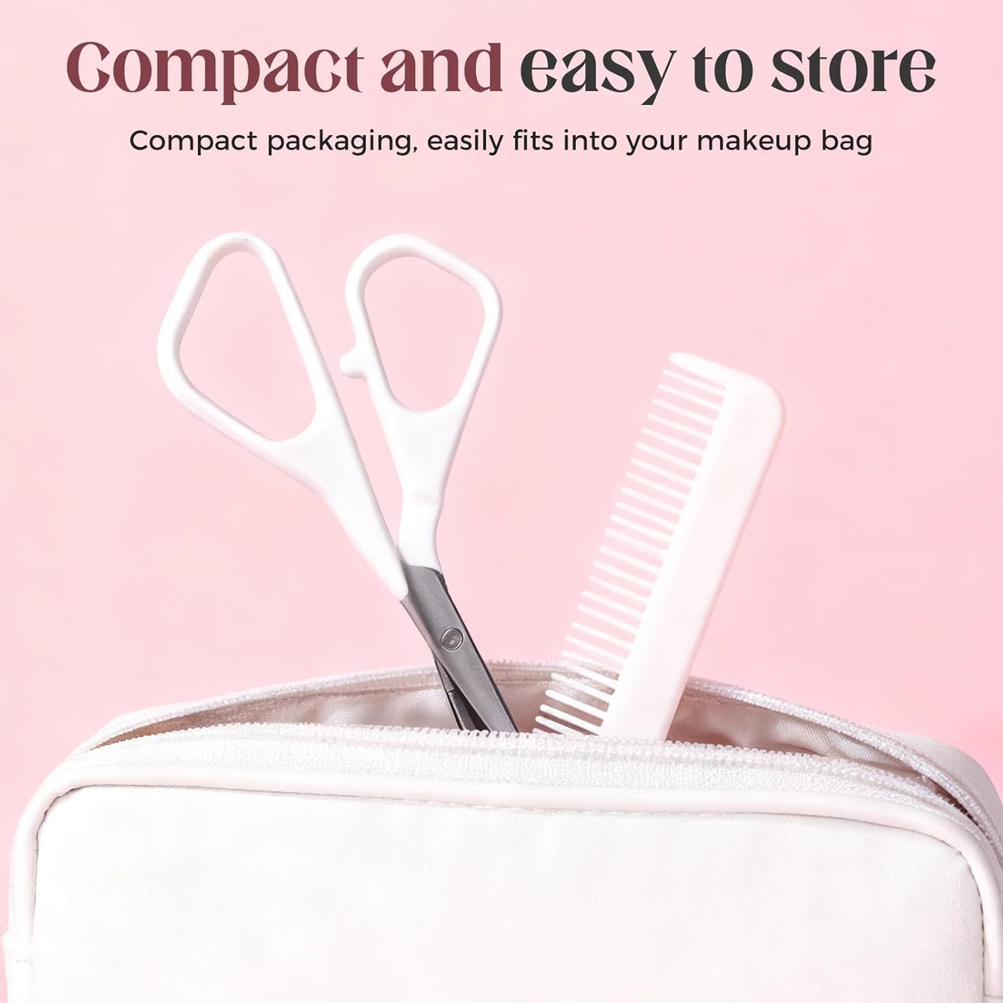 Eyebrow Trimmer Scissors - Stainless Steel Precision Hair Removal Tool for Women & Men | White