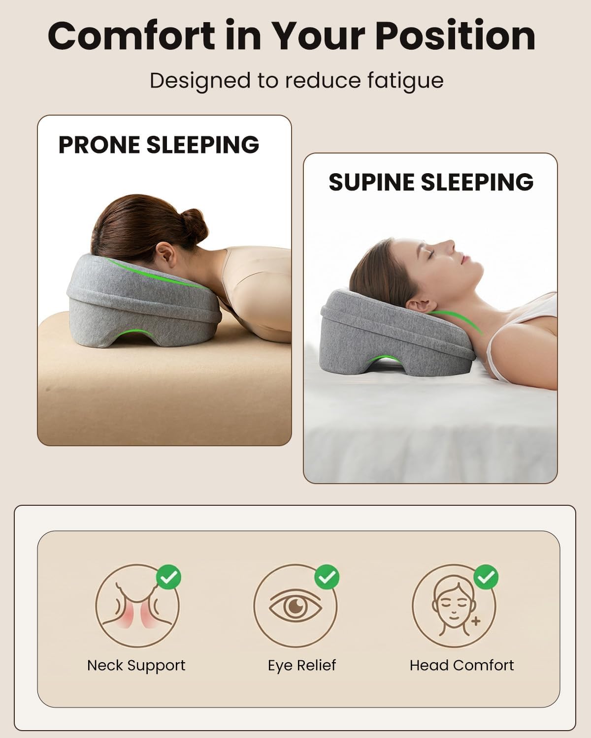Face Down Pillows for Massage Tables - Stomach Sleeping & BBL Recovery Support | Comfortable Headrest Pillow