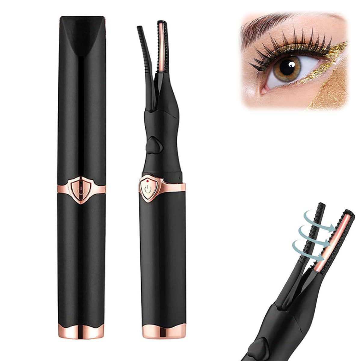 Electric Eyelash Curlers,2026 Upgrade Heated Eyelash Curler for Women,Mini Electric Eye Lash Curler with 3 Heat Modes,Fast Heat up in Finalize Eyelash Holder Tool (Black/1pcs)