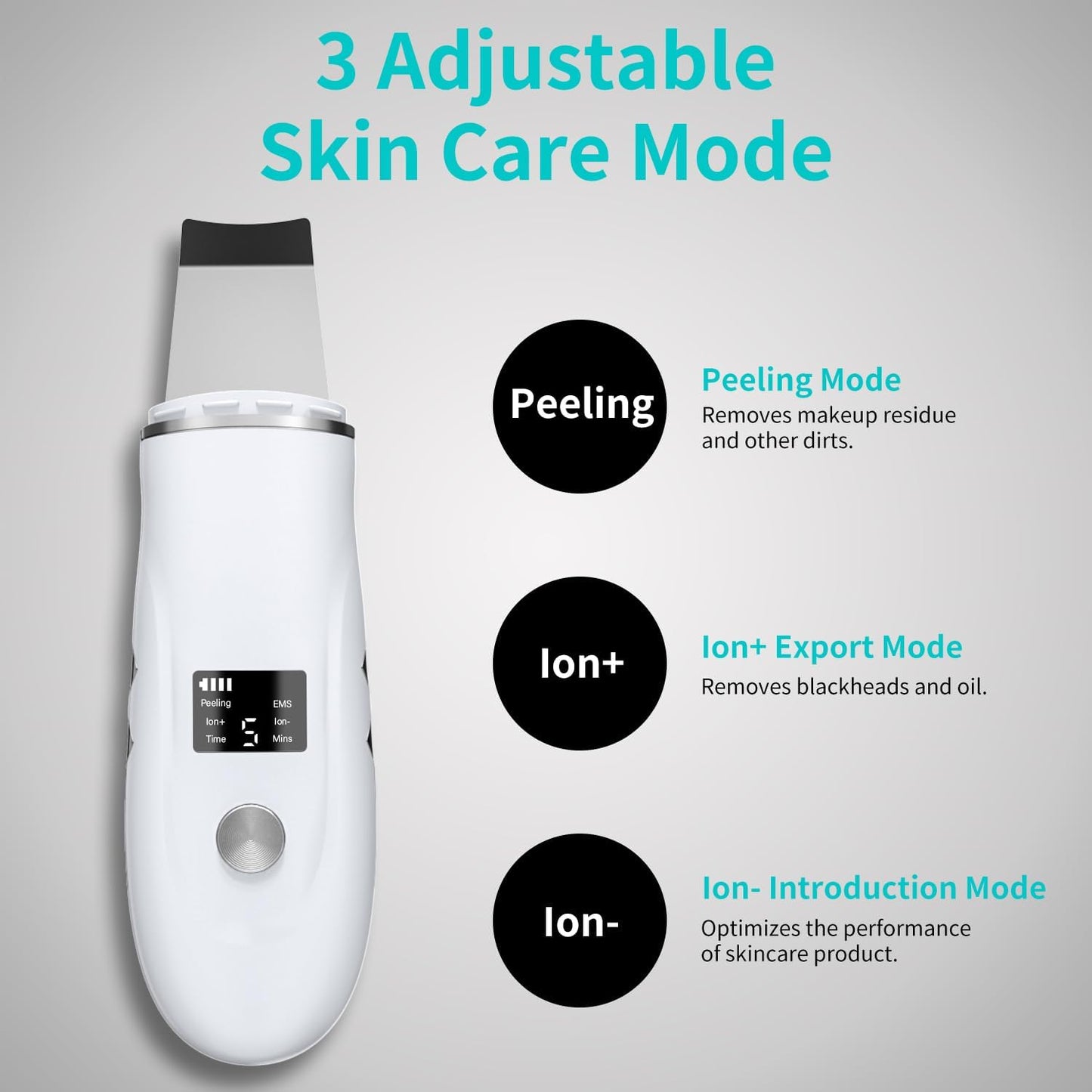 Face Scrubber Skin Spatula - 4-in-1 Blackhead Remover Tool for Deep Cleansing | Fast Charging Dock Included, White