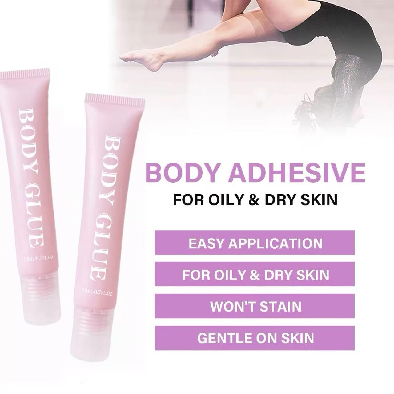 Body Adhesive Glue - Skin-Safe Liquid Fashion Adhesive for Dancers | All-Day Hold, 20ml