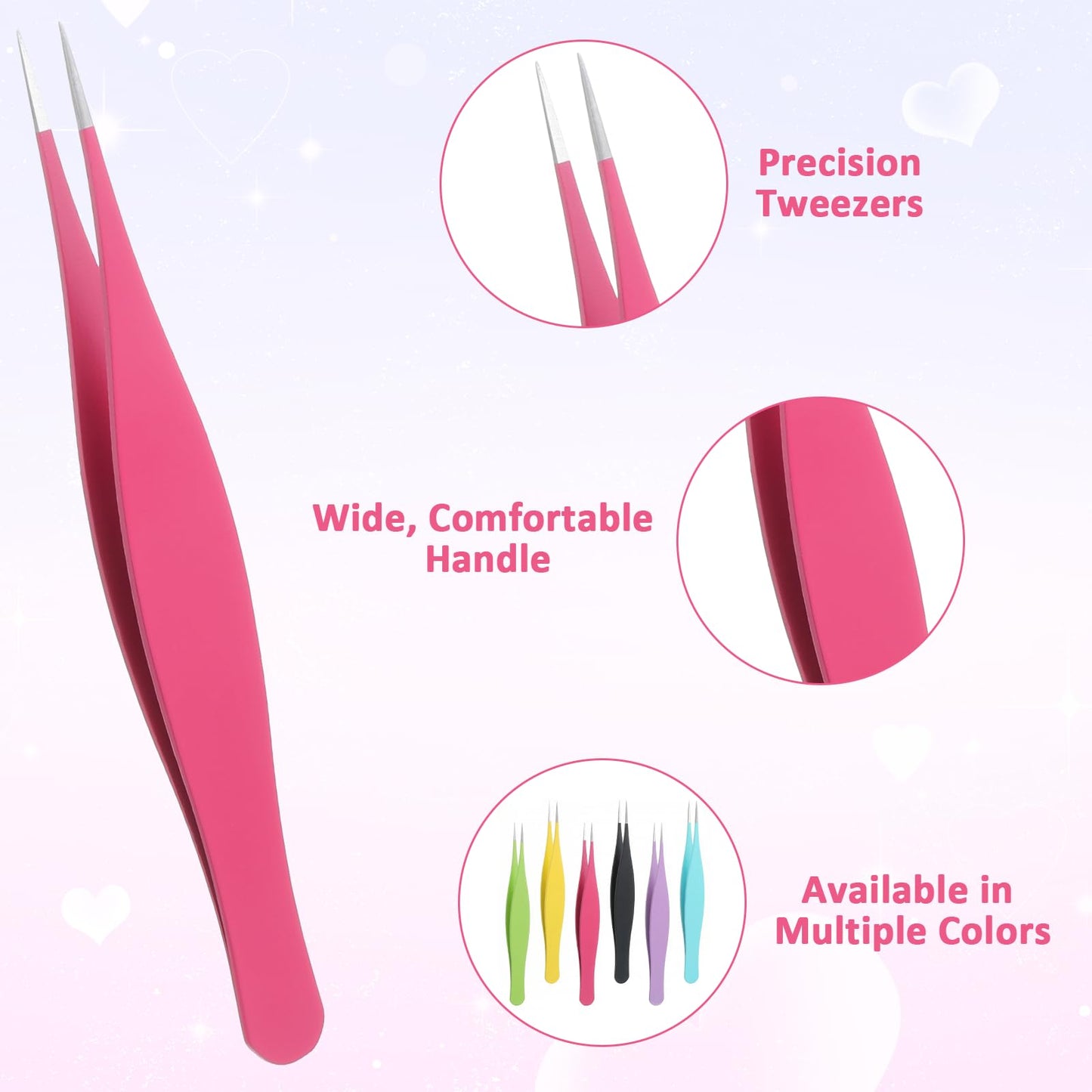 Dplolng 6 Pcs Needle Nose Tweezers,6 Colors Needle Point Tweezer Stainless Steel Pointy Ingrown Hair Tweezer Fine Point Tweezers for Facial Hair Eyebrow Remover