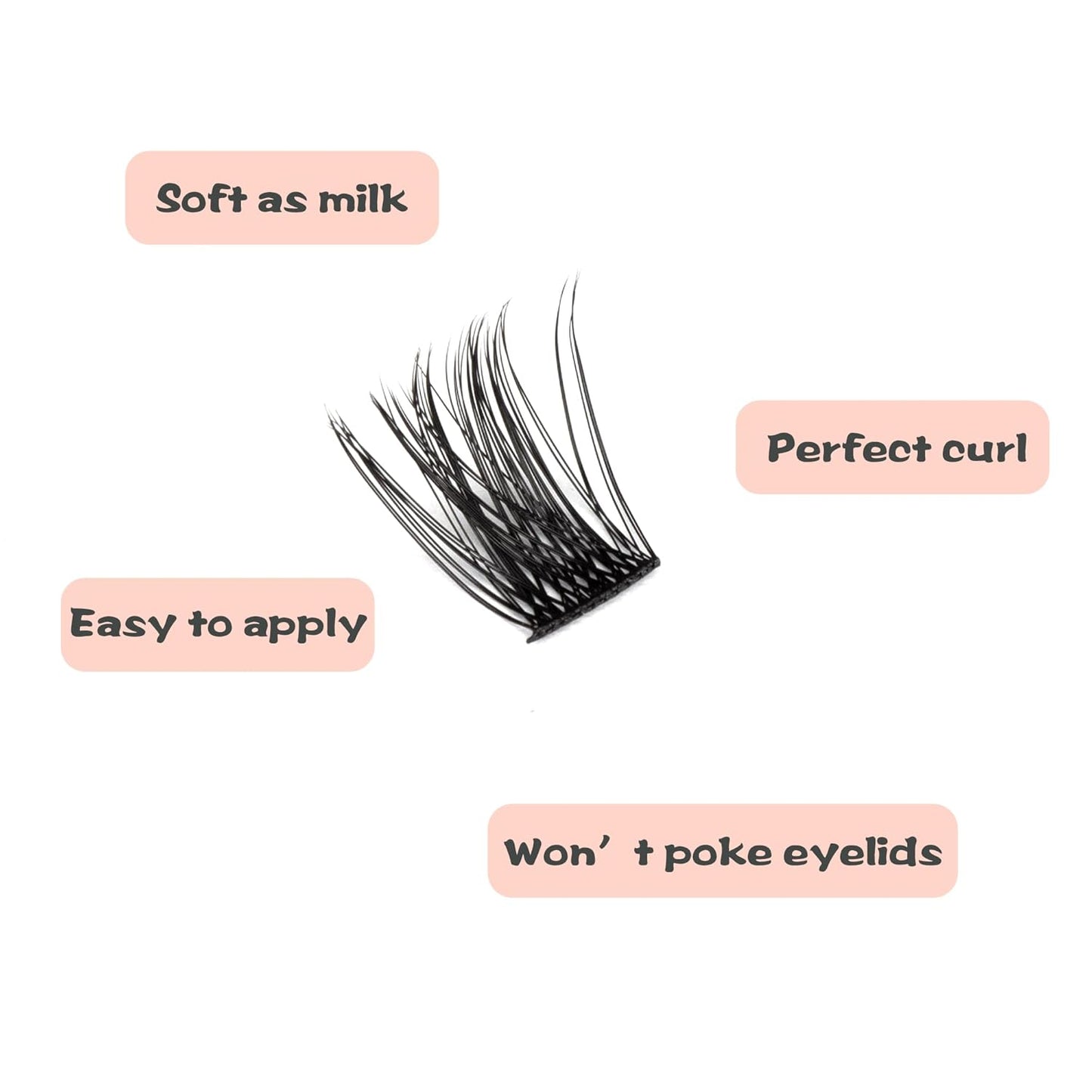 Lash Clusters - 144 PCS Individual 12mm D Curl Eyelash Extensions | Thick, Natural Wispy Reusable Volume Lashes
