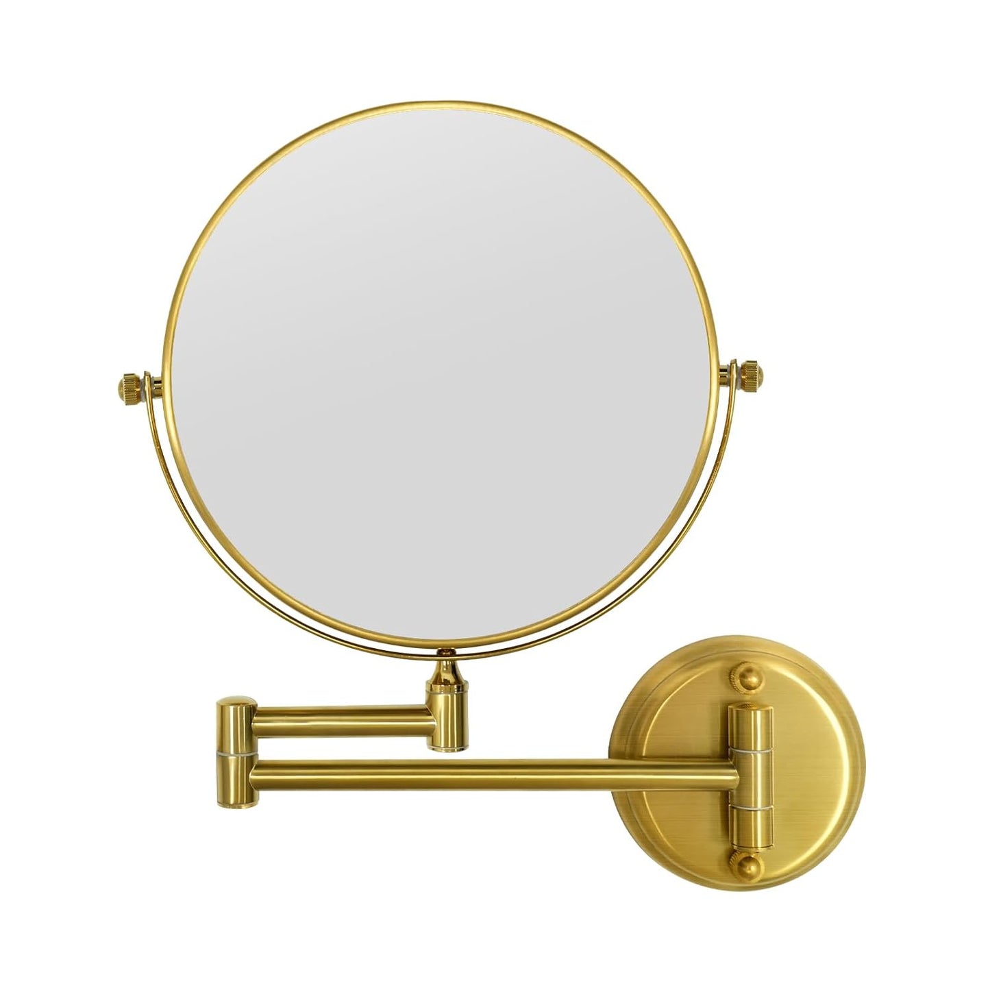 GURUN 8" Wall Mounted Makeup Mirror - 10X Magnification, Two-Sided Swivel, Brushed Gold Finish | Ideal for Women & Moms