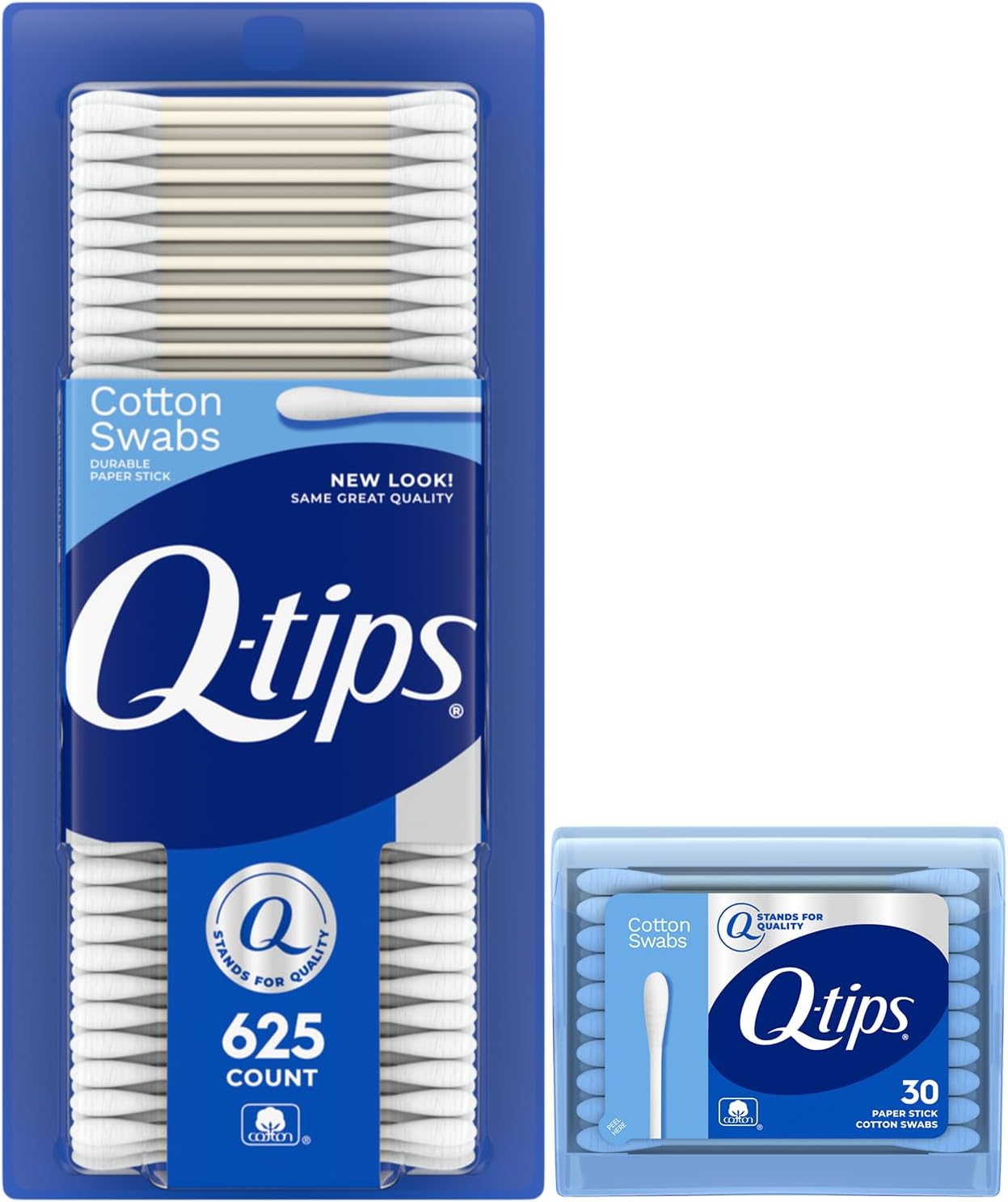 Q-tips Cotton Swabs - 625 Count + Travel-Size 30 Count | Perfect for Home, First Aid & Beauty