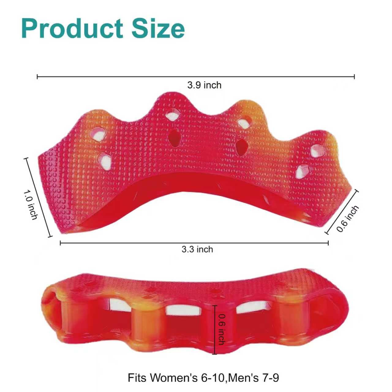 Toe Separators & Spacers - Bunion Corrector for Overlapping Toes, Relieves Foot Pain | Regular Size (Yellow & Red)
