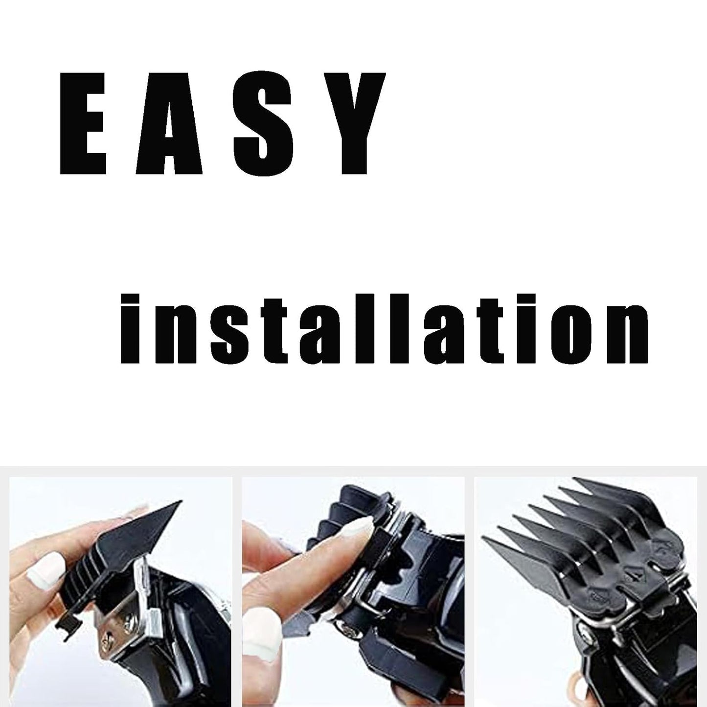 10 Piece Clipper Guards Set - Replacement Guides for Wahl & Babyliss FX870 | Black (1/16" to 1") with Organizer