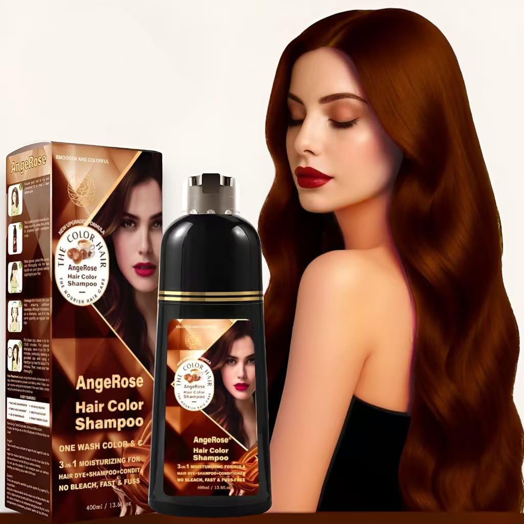 Hair Dye Shampoo 3 in 1 - Instant Herbal Formula for Gray Coverage | Long-Lasting Chestnut Brown, 400 ML