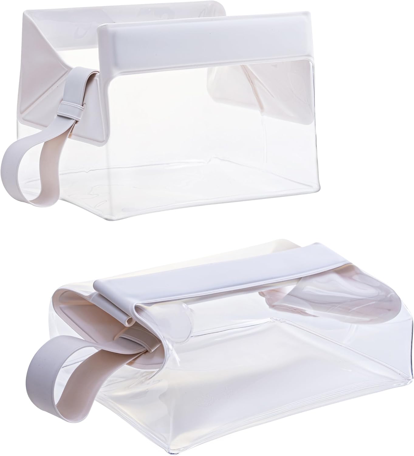 Clear TPU Toiletry Bag - TSA Approved Makeup Organizer with Magnetic Closure | Leak-Resistant Travel Pouch (Beige)