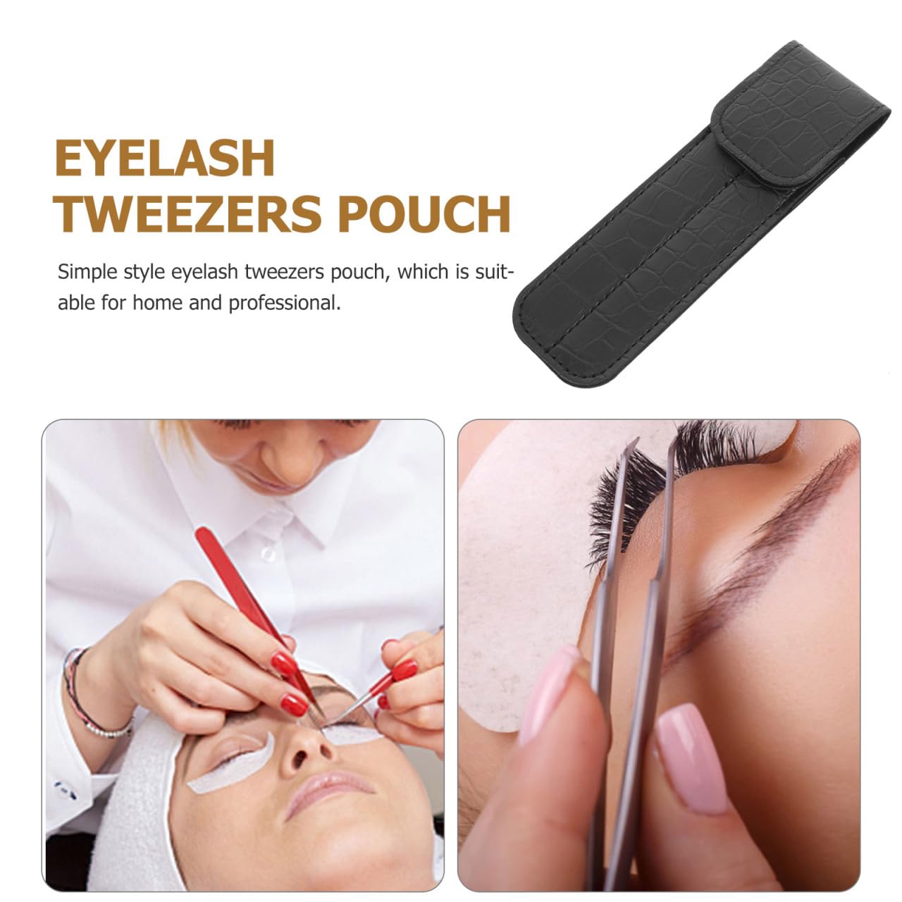Housoutil Tweezer Storage Case, Eyelash Tweezer Holder, Eyelash Tweezers Case for Extensions, Black