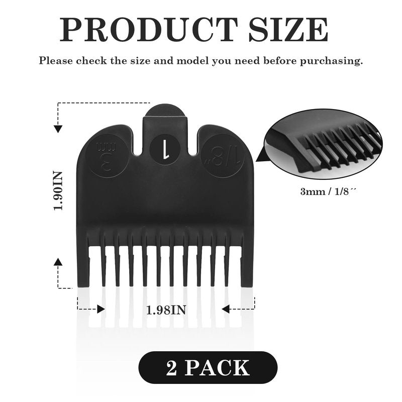 For Wahl Professional #1 Guide Comb Attachment No.1-1/8" (3.0mm)- 3114-001 Clipper Guard AttachmentClipper Guards Set Hair Clipper,black(2pack)