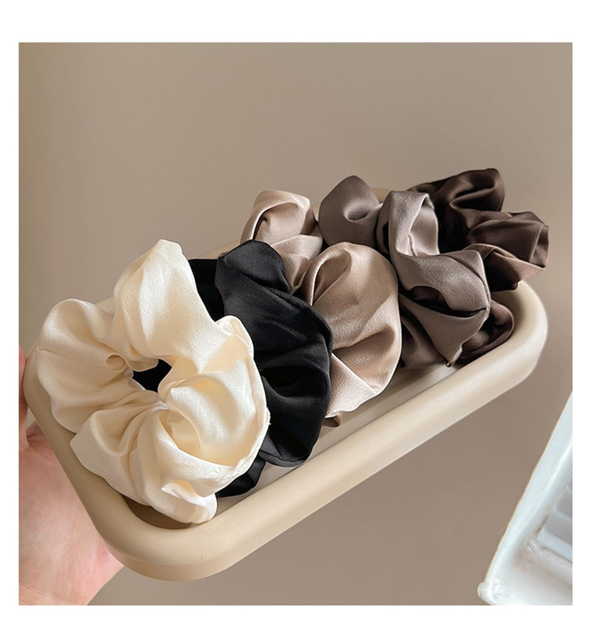 5pcs French Satin Hair Scrunchies,Soft Silk Scrunchy for Women Girls, Large Elastic Ponytail Holder Hair Ties,Hair Rope,Hair Band,No Damage Hair