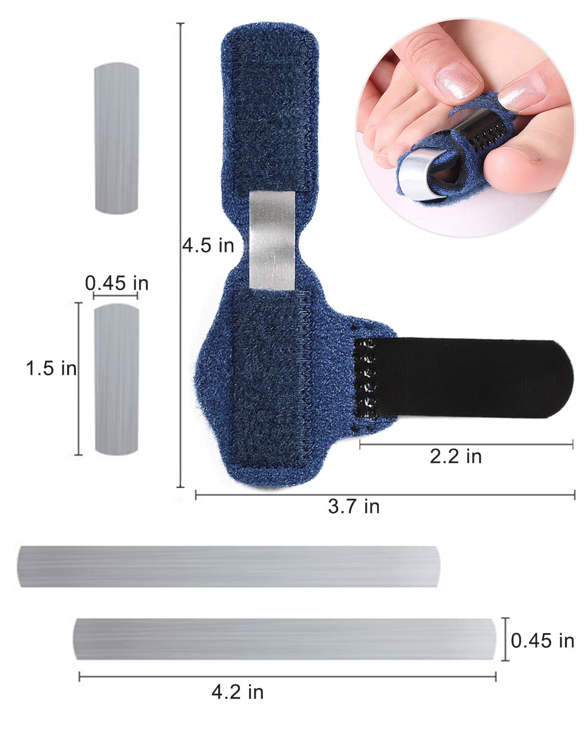 Golbylicc 1 Pair Toe Splint Broken Toe Brace Toe Straightener for Hammer Toe, Curled Toe, Big Toe, Women Men Broken Toe Support Toe Wraps