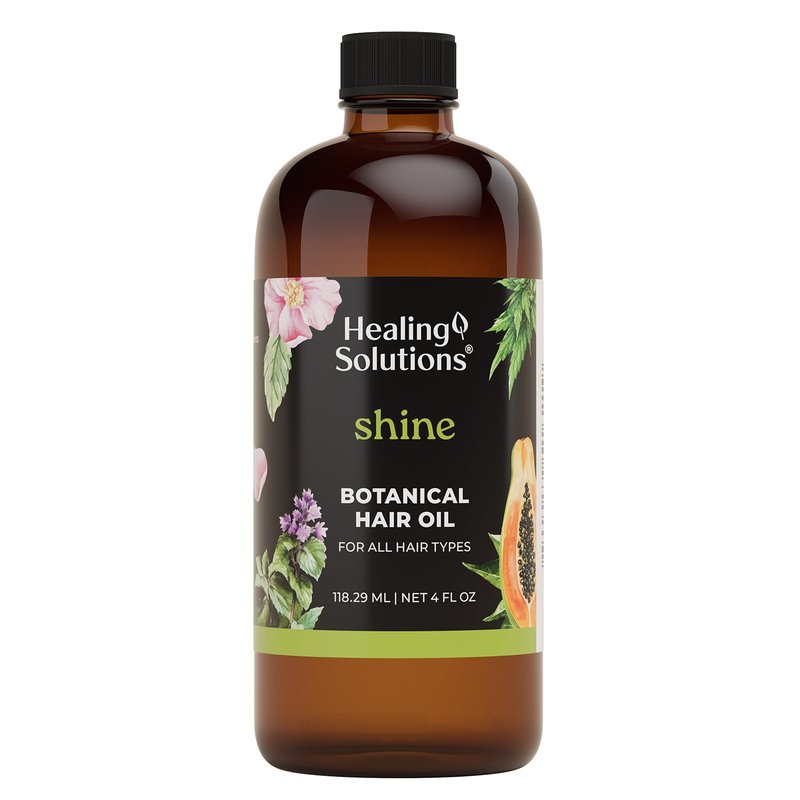 Healing Solutions – Shine Ultra-Lightweight Hair Oil, All Natural 4oz, Supports Resilience, Shine, & Frizz Control, For All Hair Types