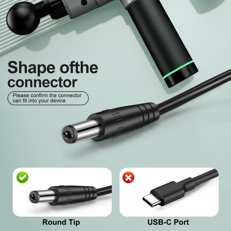 EGK 15V Charger for Theragun Mini 1.0/Prime G4 Massager Gun Replacement Power Adapter Supply Cord