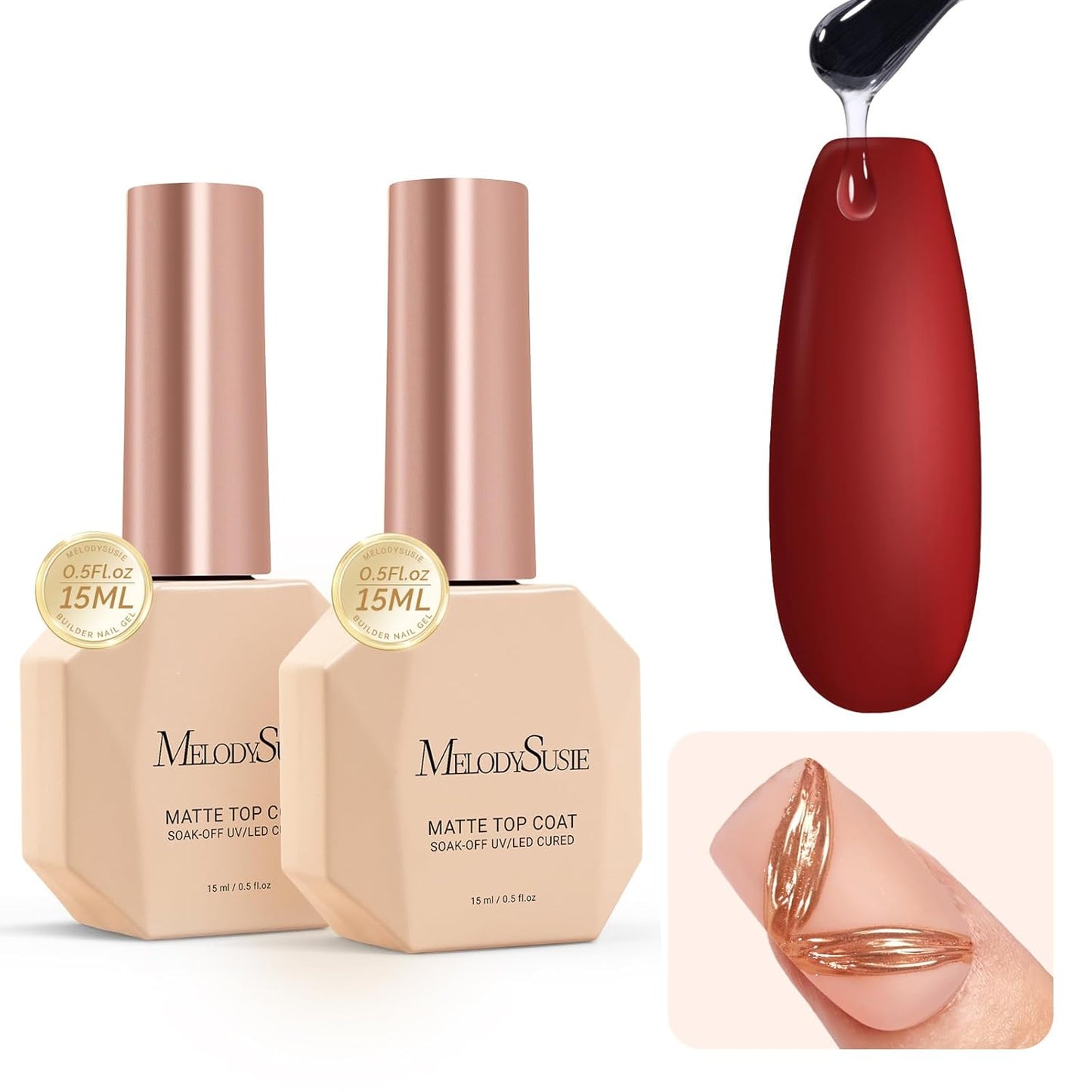 MelodySusie Nail Foil Glue Gel - 15ML Soak Off Adhesive for Nail Art | Strong Sticky Base for Foils & Stickers