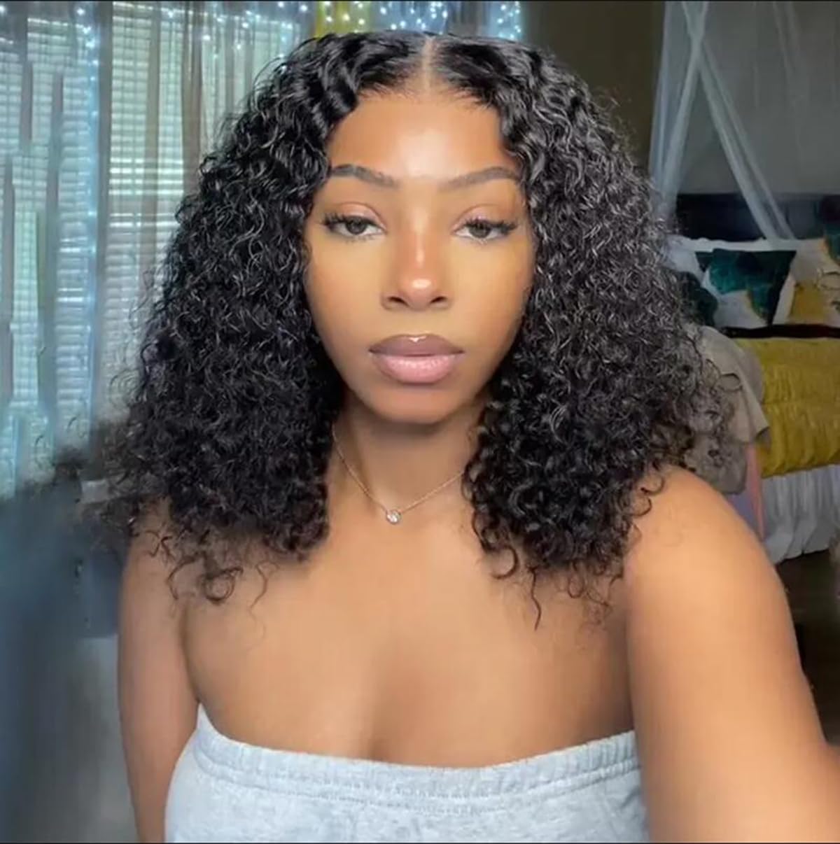 ISEE Wear and Go Glueless Wigs Bob Wigs Human Hair Pre Plucked Water Wave Lace Front Wigs Human Hair Upgraded No Glue Transparent Lace Closure Wigs Human Hair for Women Natural Black 14 Inch