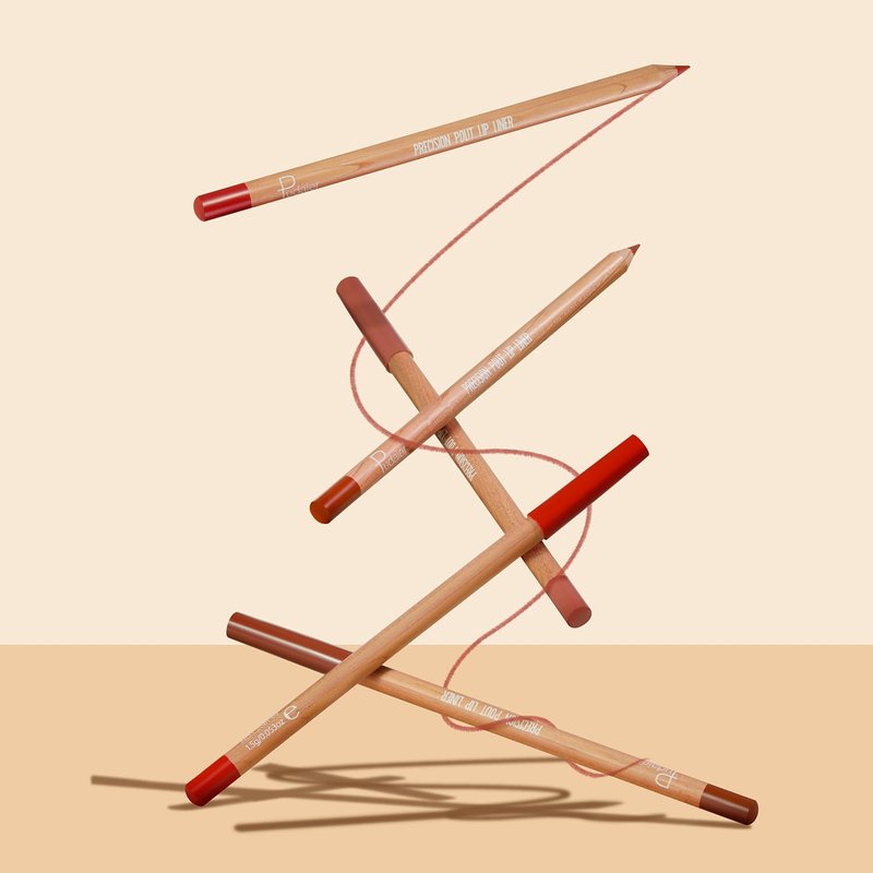 Lip Liner Set - 12 Pcs High Pigment Natural Oak Brown Pink Red Makeup Pencils | Smooth Application