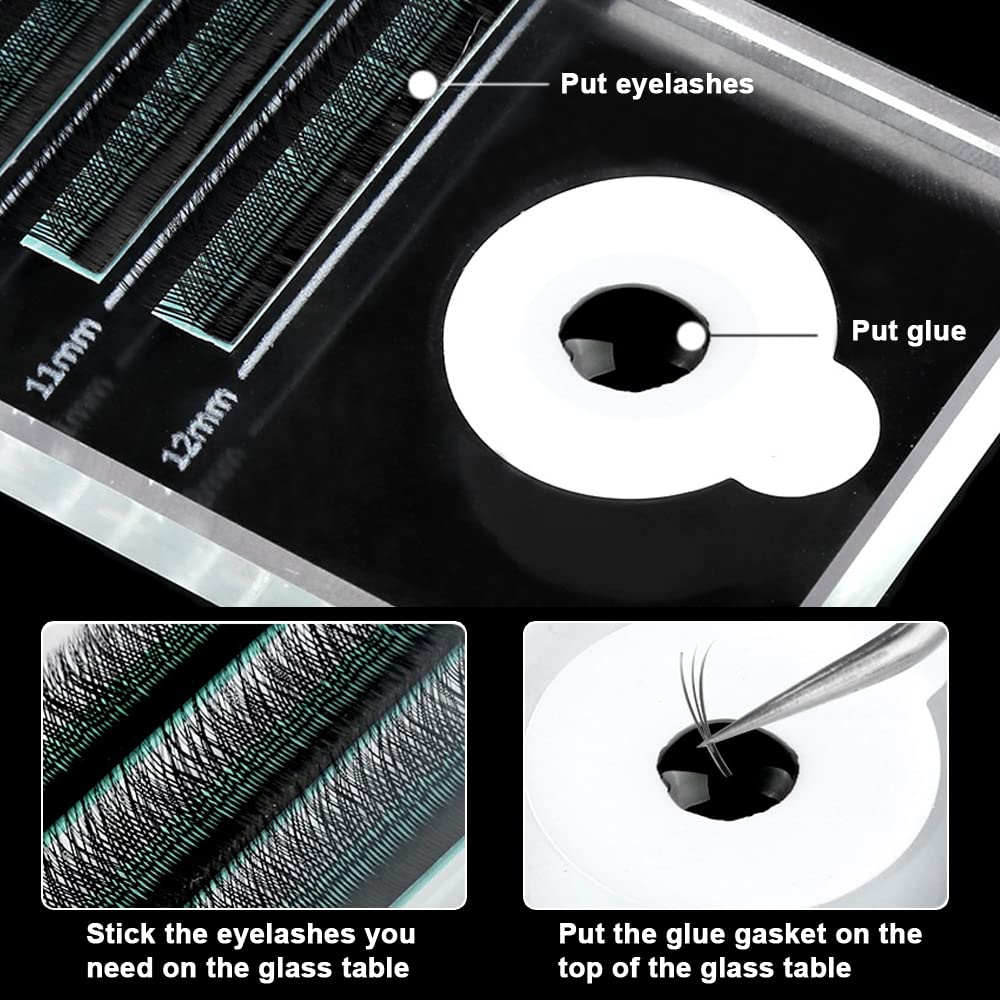 Eyelash Extension Crystal Palette - 2-in-1 Glass Lash Stand Tray for Adhesive Glue | 2 Pcs