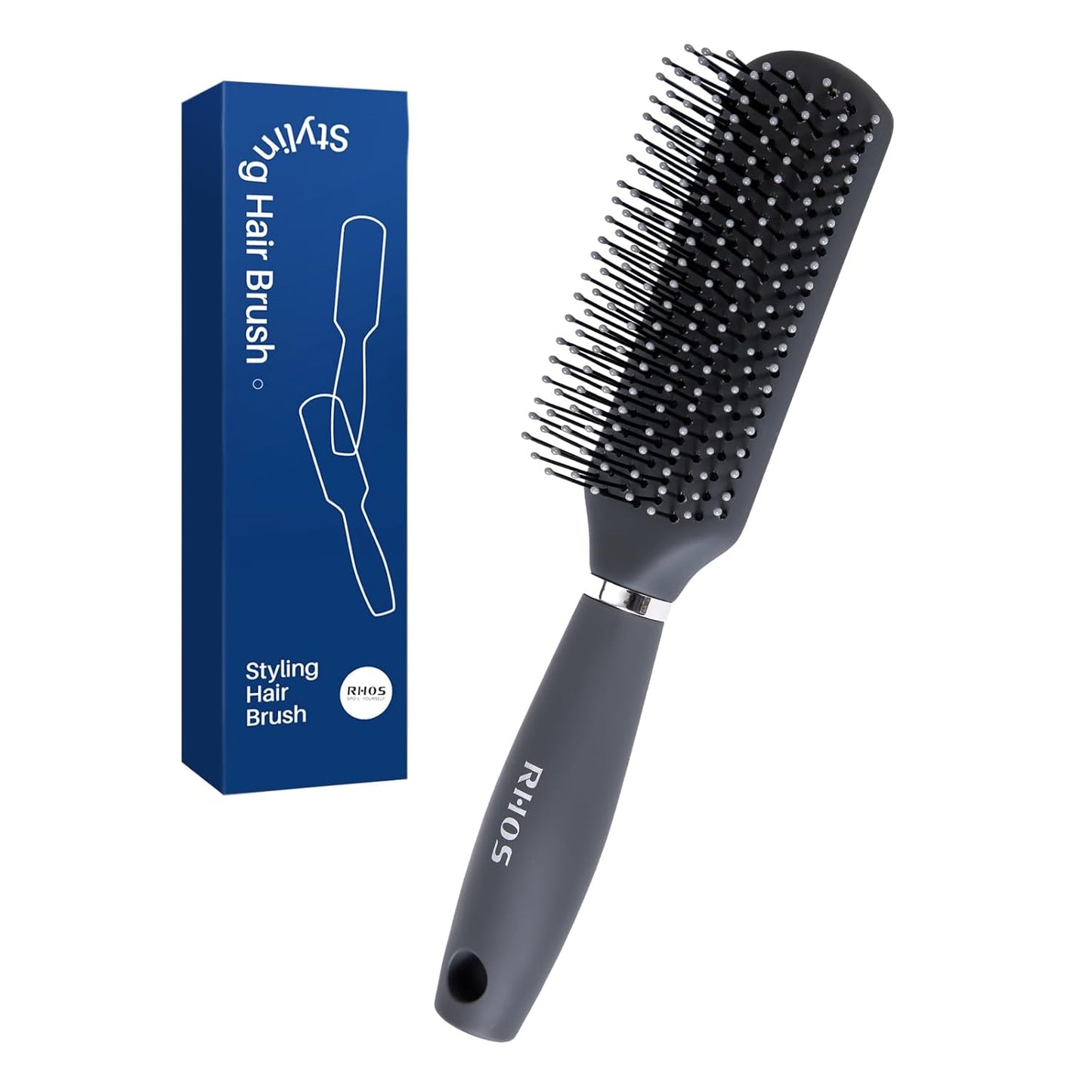 Hair Brush for Men - Detangler Styling Brush with Nylon Bristles | Gray, Ideal for Wet & Dry Hair
