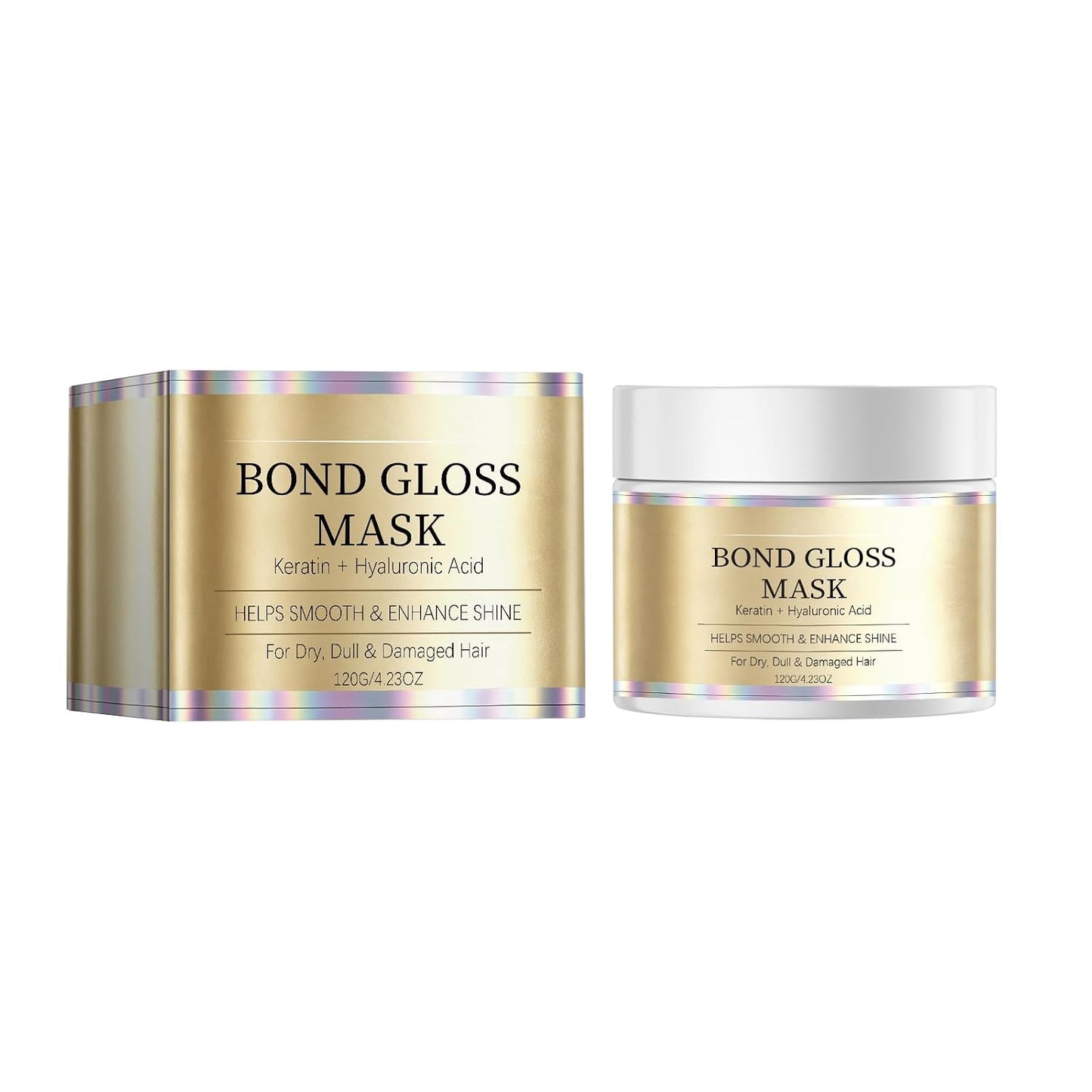 Bond Gloss Hair Mask - Hydrolyzed Keratin & Hyaluronic Acid Treatment for Dry, Dull Hair | Sulfate-Free, Silicone-Free (1 PCS)