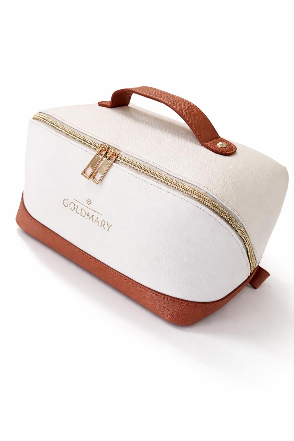 GOLDMARY Premium Travel Makeup Organizer for Women, Spacious Cosmetic Case with Wide-Open Design, Waterproof PU Leather, Portable Bag for Skincare, Brushes & Toiletries