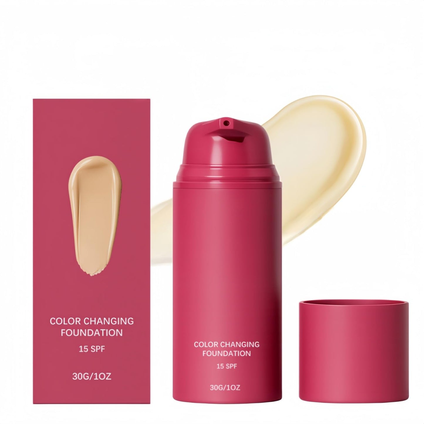 Color Changing Foundation - Skin Tone Adapting Liquid Makeup for Natural Finish | Lightweight, SPF 15, 1 Fl Oz