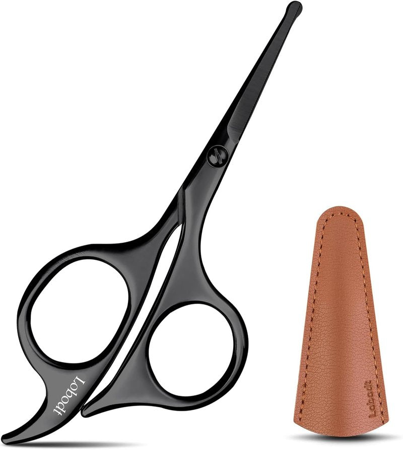 Nose Hair Scissors - 4.7-Inch Round-Headed Trimmers for Facial Hair, Beards & Eyebrows | Black