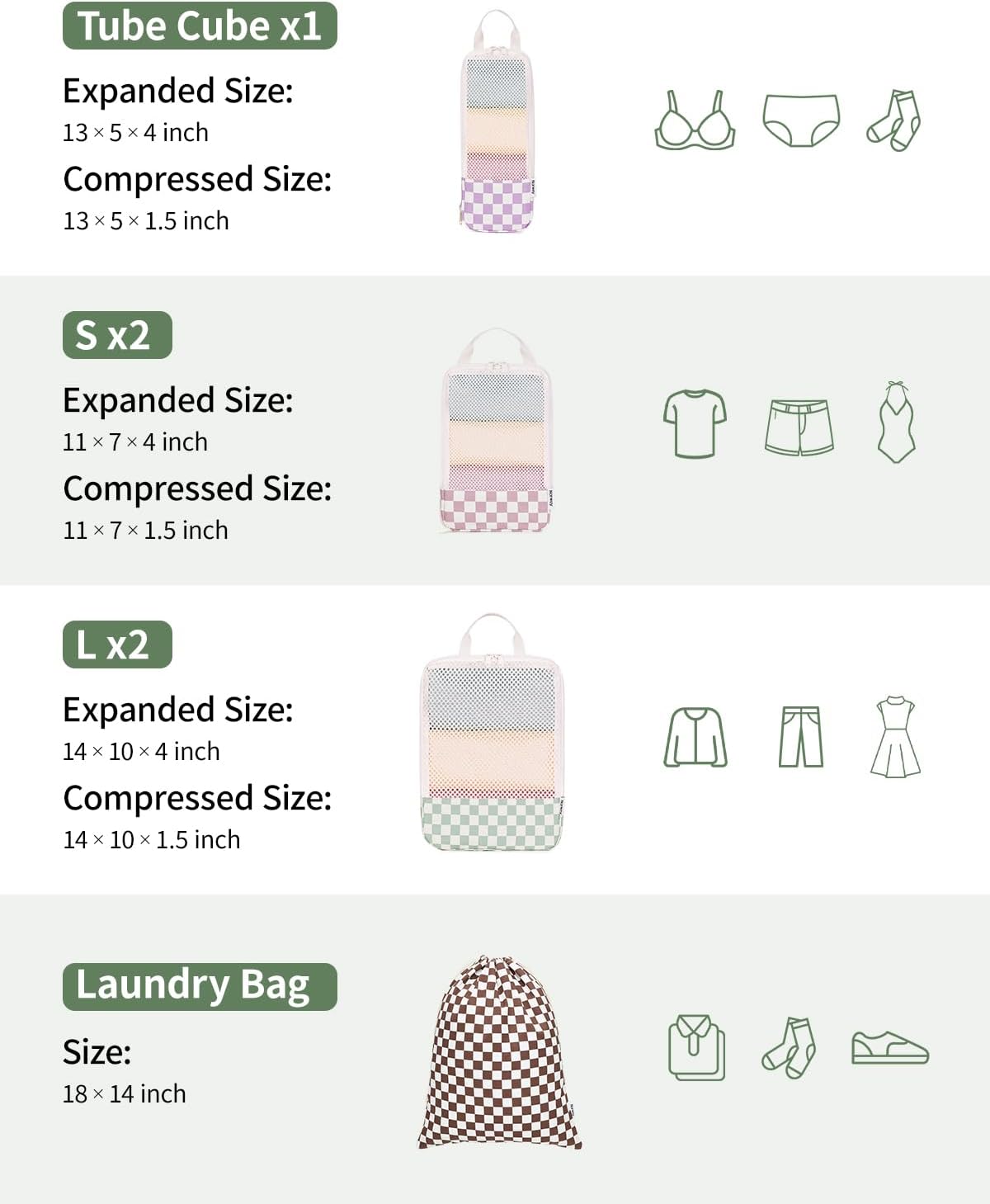 Compression Packing Cubes for Travel - 6 Set Durable Luggage Organizer Bags | Ideal for Carry-On Suitcase