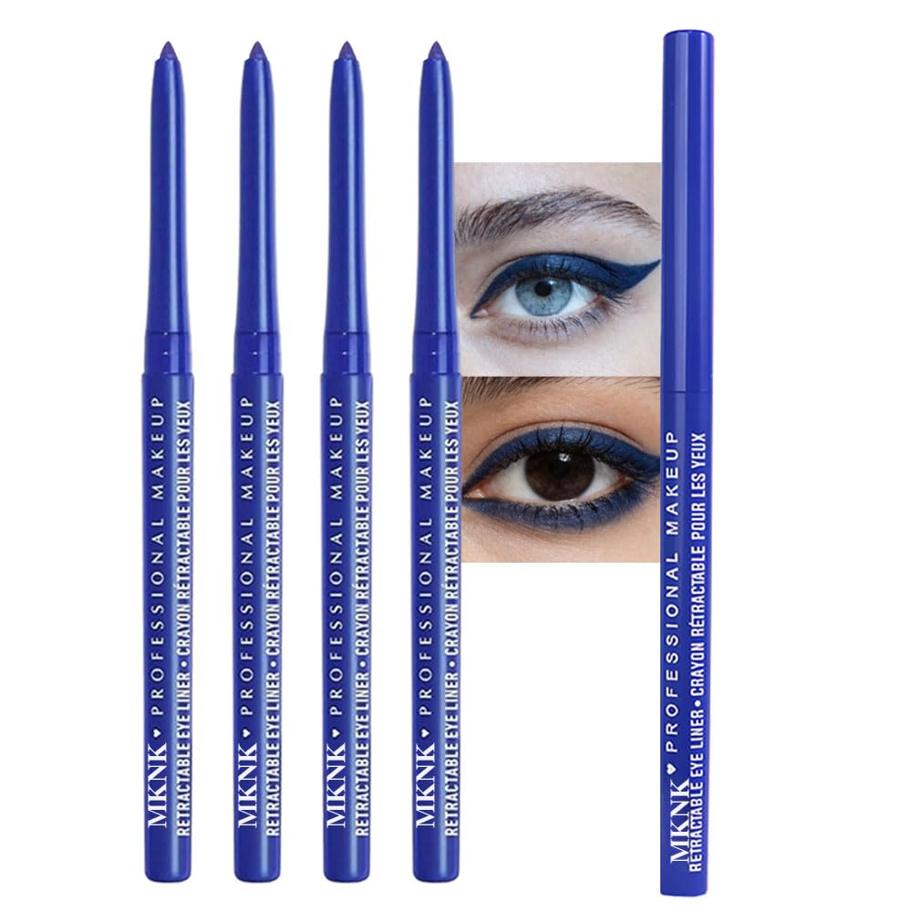 Retractable Creamy Eyeliner & Eyeshadow Sticks - Ultra Pigmented Matte Finish | 4 Pcs in Black, White, Brown, Blue, Purple, Green, Gray