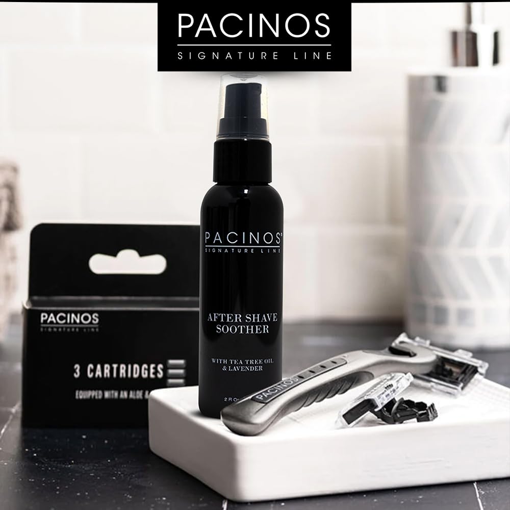 Pacinos After Shave Soother for Men - Moisturizes the Skin and Helps to Prevent Razor Bumps and Ingrown Hairs - With Soothing Lavender and Tea Tree Oil - Helps to Calm Irritating Razor Burn - 2 oz