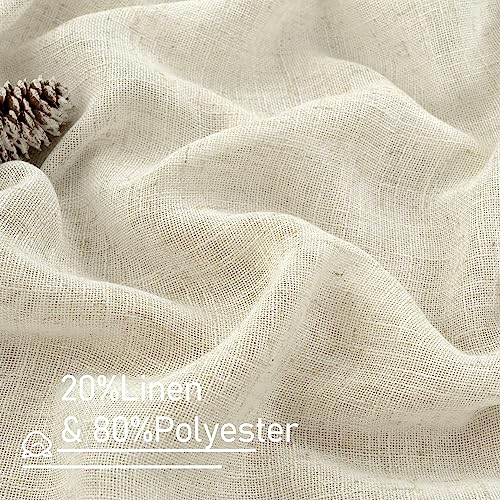 Linen Curtains for Kitchen Windows, Cream Ivory - 34x40 Inches, 2 Panels with Bronze Grommets