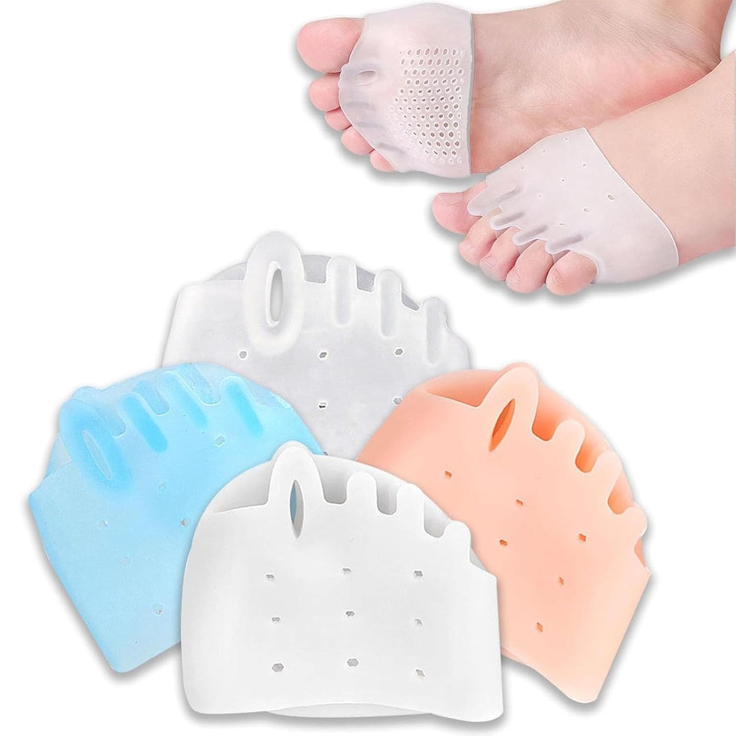 Toe Separators for Bunion Relief - Soft Silicone Spacers | Ultra-Thin Design for Yoga & Running - 4 Pack in 4 Colors