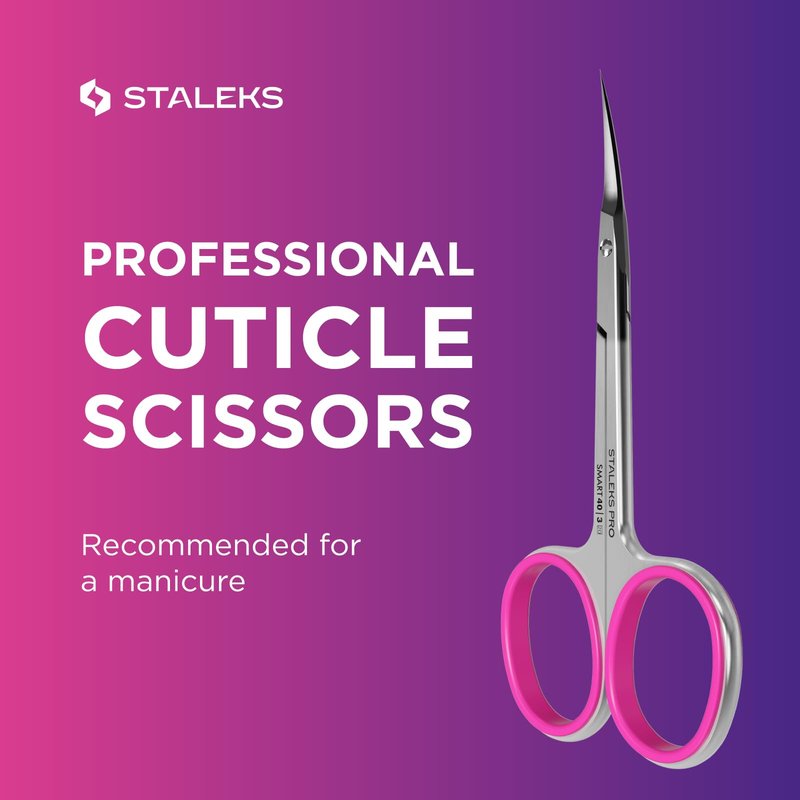 Staleks Professional Cuticle Scissors – Manicure Scissors, Stainless Steel, Extra Fine Curved Blades Smart 40 Type 3 SS-40/3