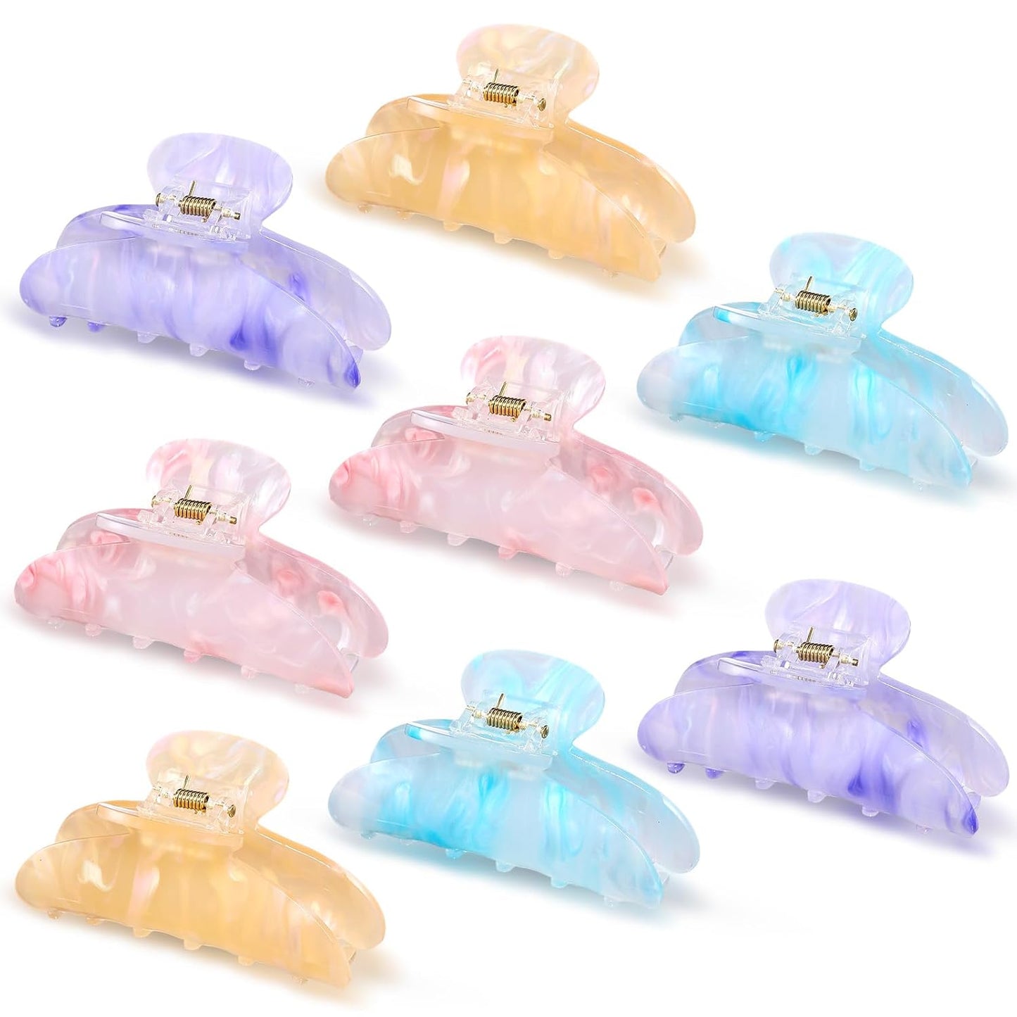 Large Acrylic Hair Claw Clips for Women - 8 Pcs Non-Slip Strong Hold | French Turquoise Color