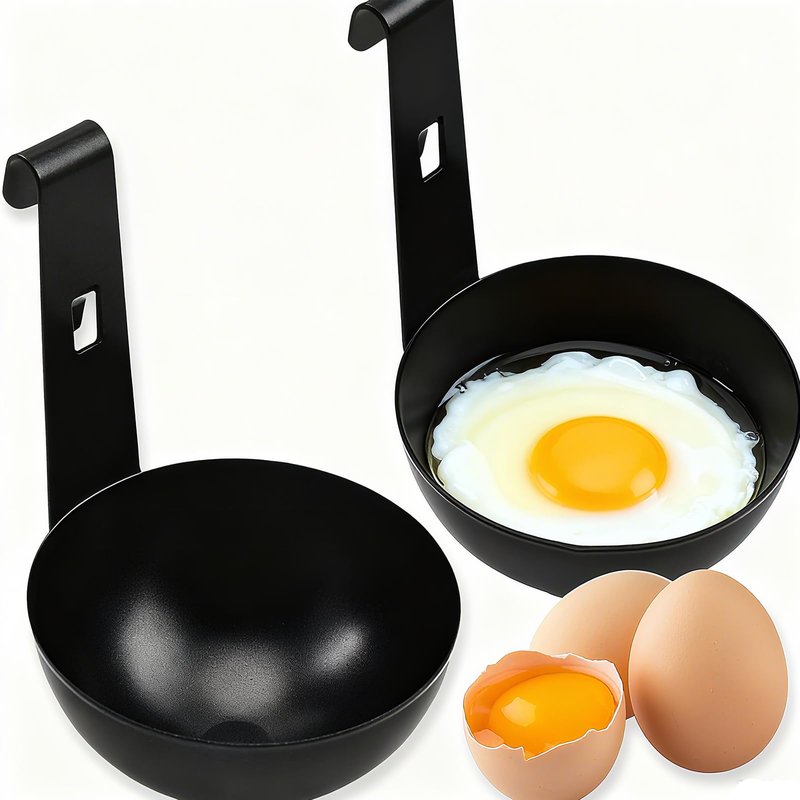 2-Piece Stainless Steel Egg Poacher Set – Nonstick Poached Egg Cups for Stovetop or Microwave, Easy-Clean, Rust- Egg Cooker for Perfect Breakfast Every Time