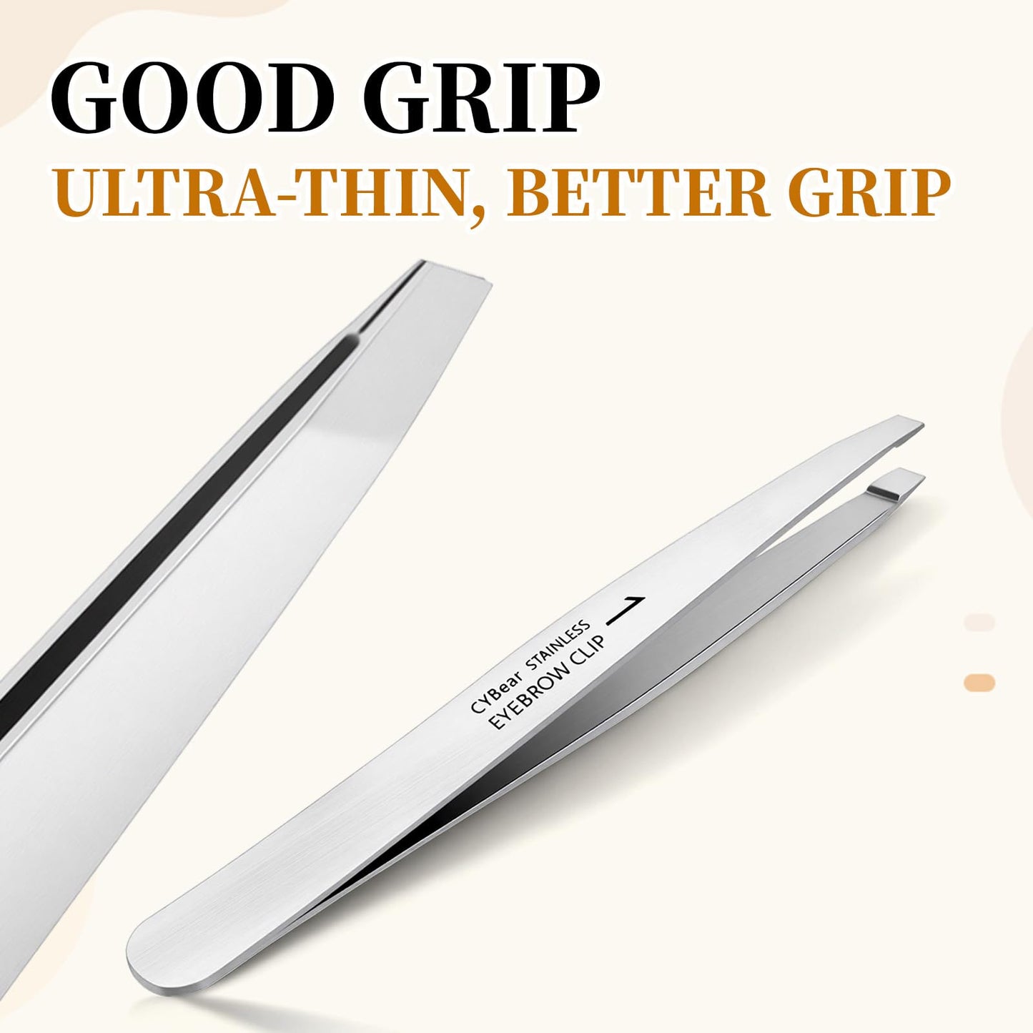 Tweezers for Women Facial Hair Stainless Steel Eye Tweezers for Eyebrows Eye Brow Tweezer Slanted Tweezer for Hair Removal Eyebrow Shaping Crafting, Women Men, Silver, with Case