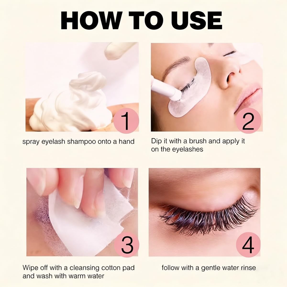 Eyelash Cleaner Kit - Whipped Lash Shampoo & Gentle Foam Cleanser | 100ml, Unscented, Includes Wash Brush