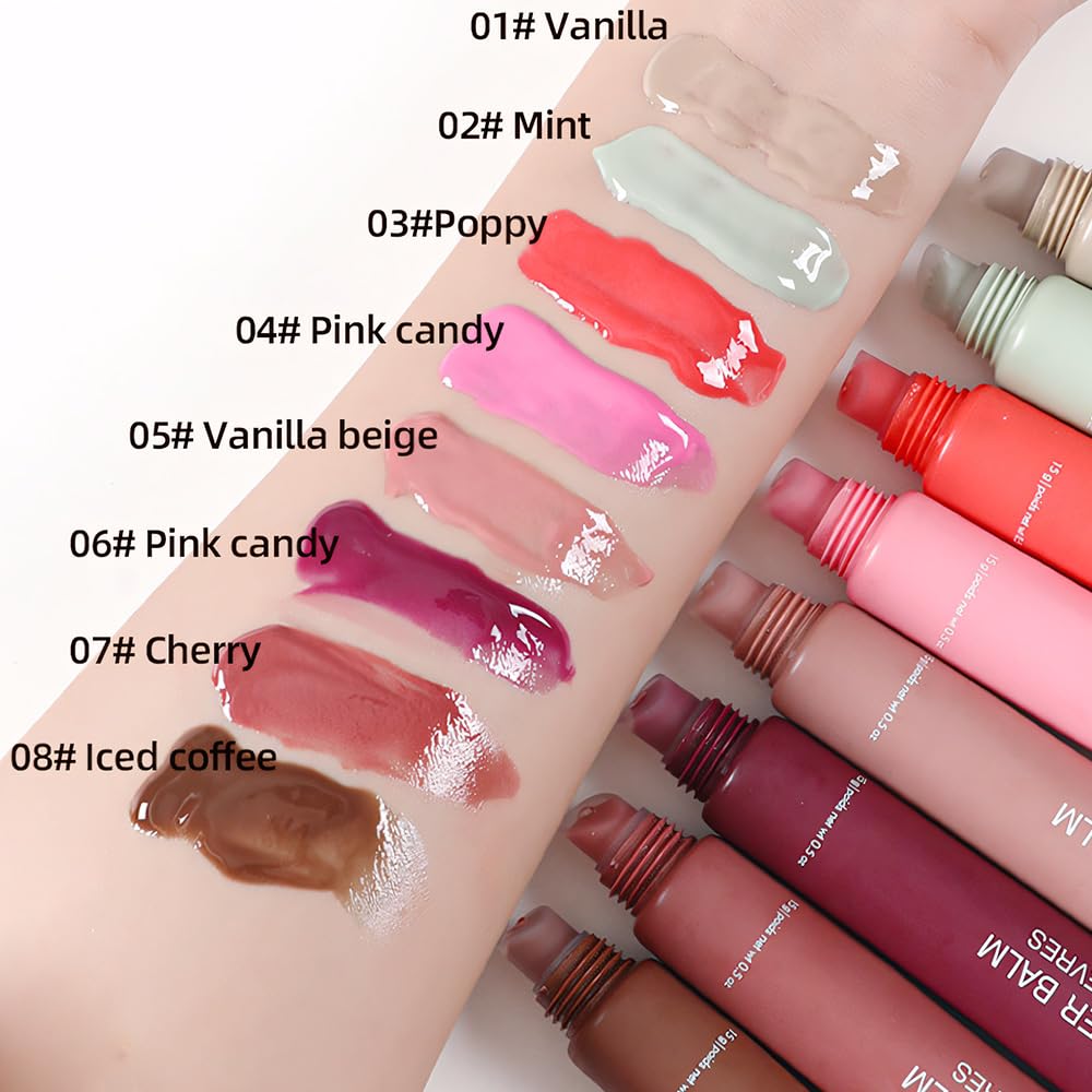 4 PCS Butter Lip Balm – Ultra-Hydrating Lip Care with Shea Butter & Olive Oil, Soothes Dry Lips with Natural Tint & Gloss Effect, Lip Plumper Moisture & Light Lip Stain Finish Set 02