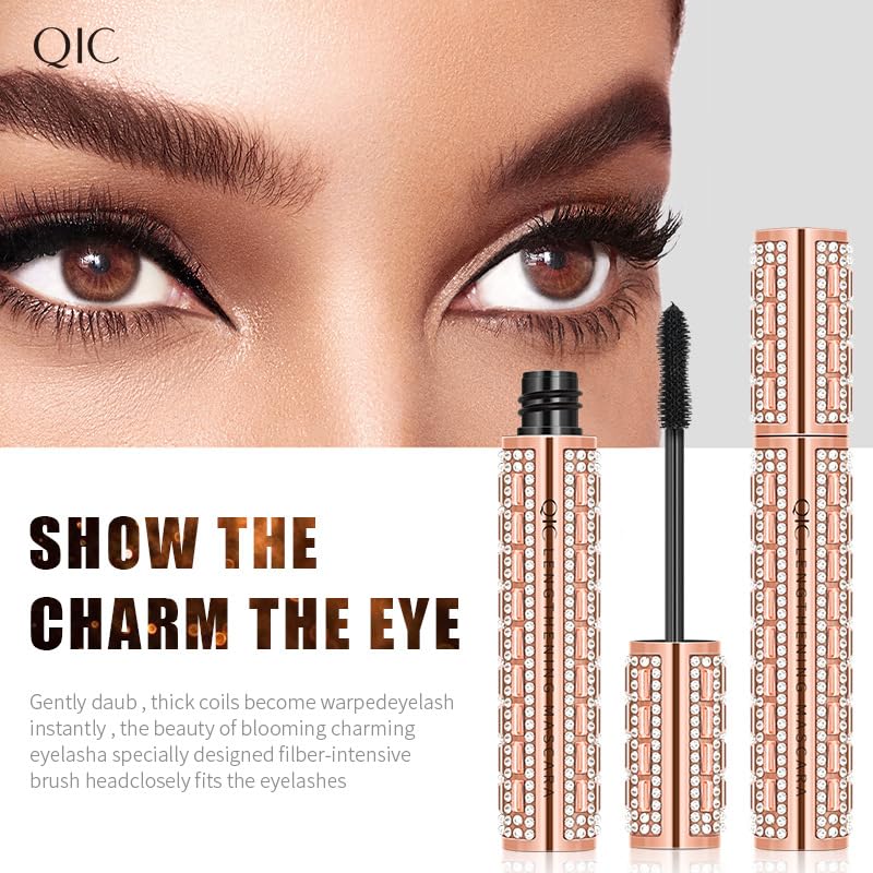 Waterproof Lengthening & Curling Mascara - Natural Fiber Formula for Long, Dense Lashes | Smudge-Proof, Black